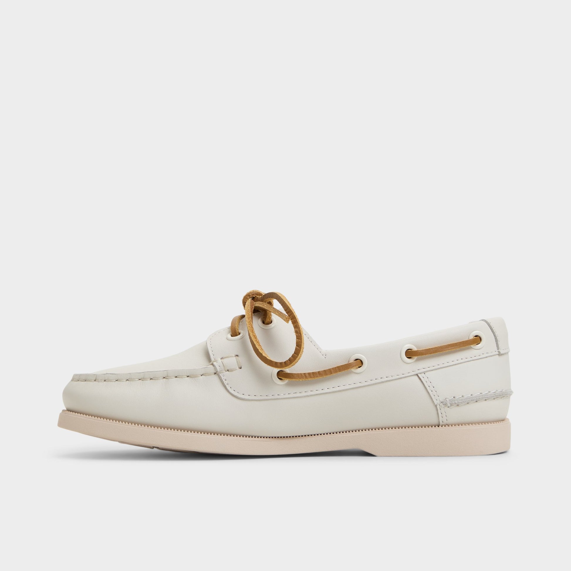 Side view of White/Bone Harborchic Boat shoe