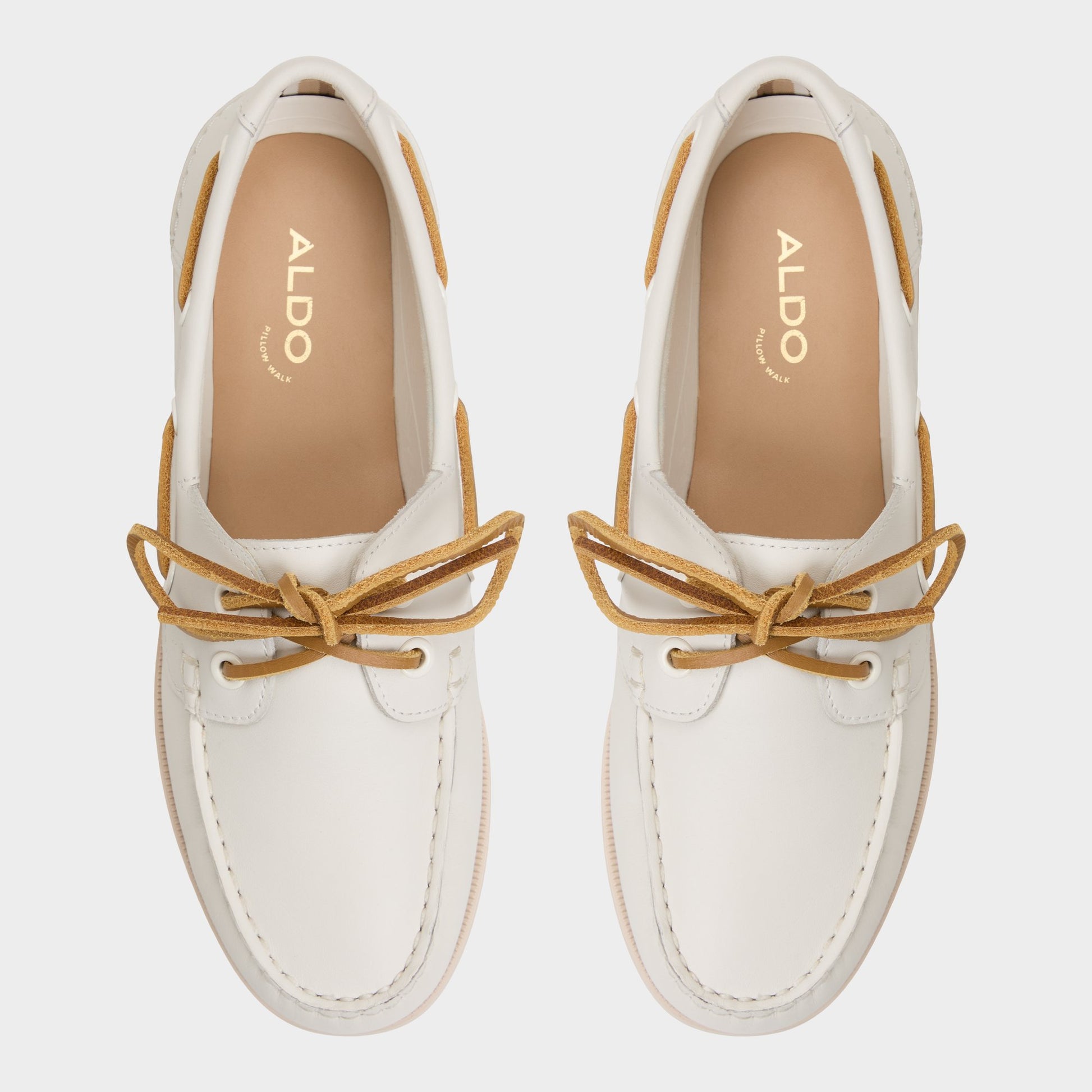 Top-down view of the White/Bone Harborchic Boat shoe