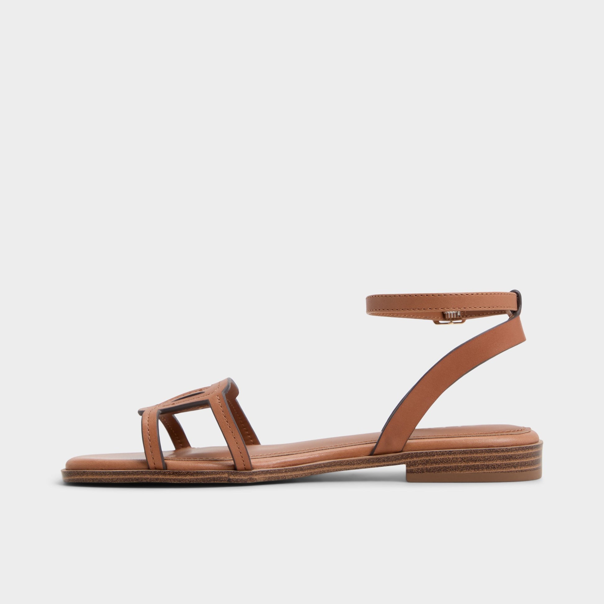 Side view of Medium Brown Greengrove Flat sandal