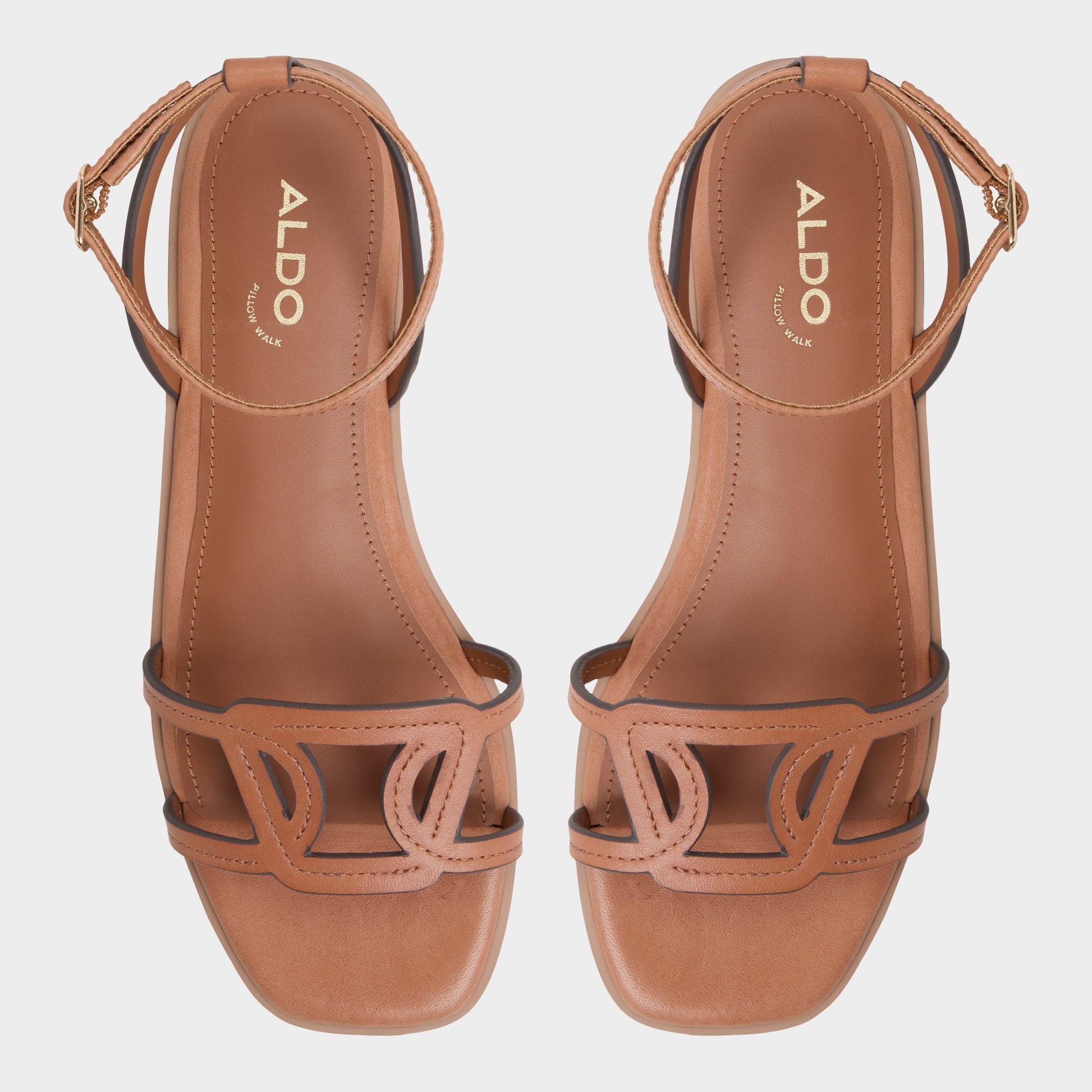 Top-down view of the Medium Brown Greengrove Flat sandal