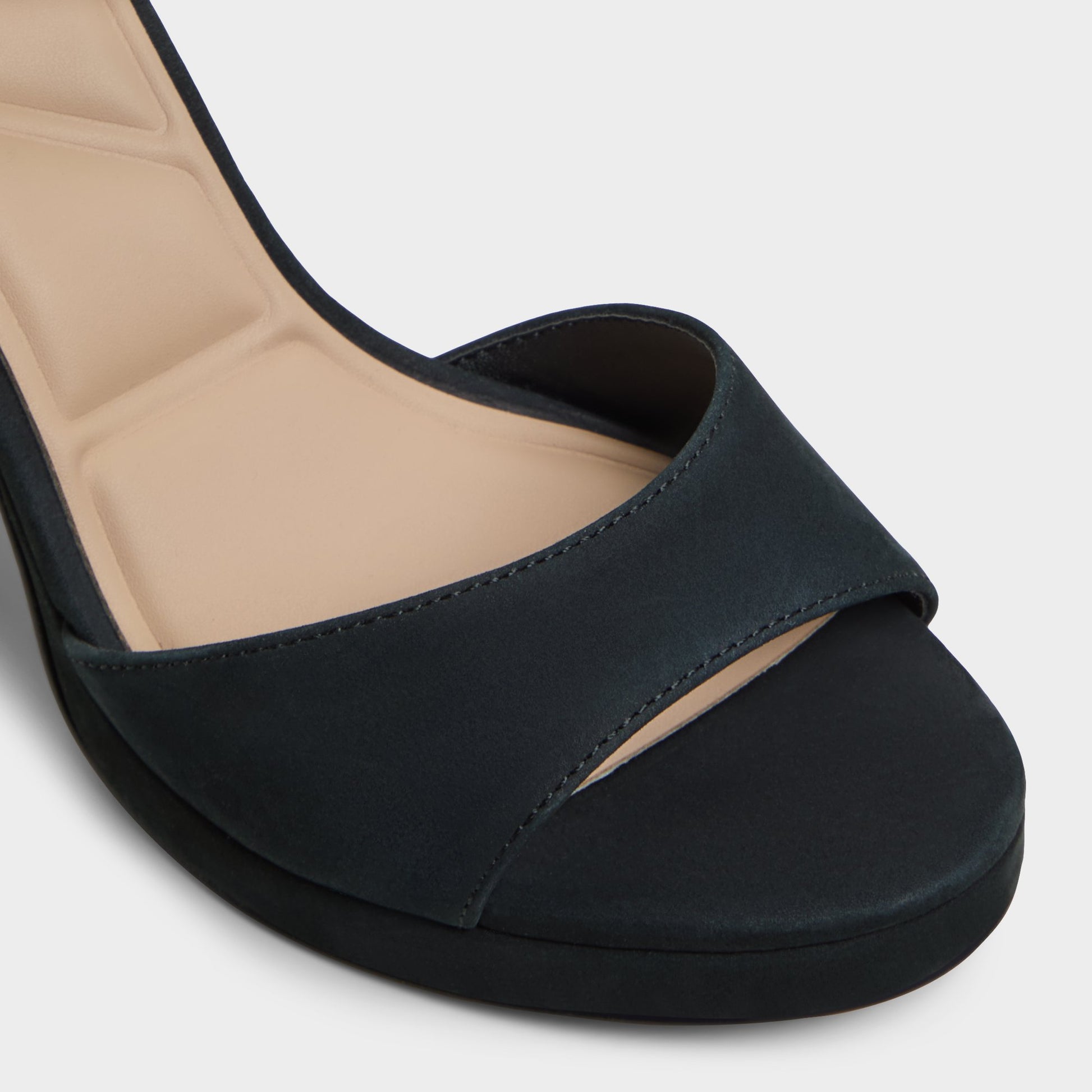 Close-up of the Black Gracious Strappy heeled sandal