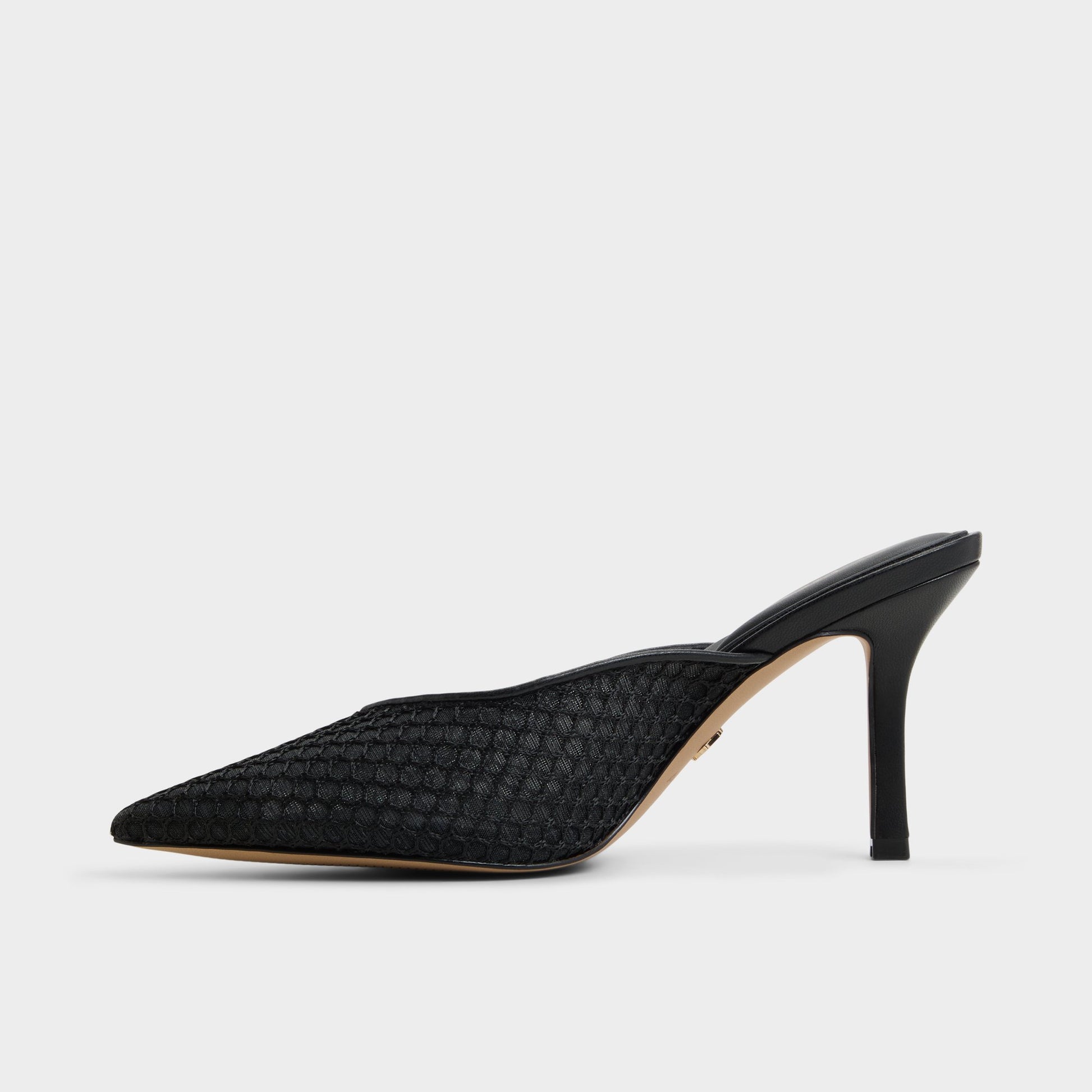 Side view of Black Gamilia Heeled mule