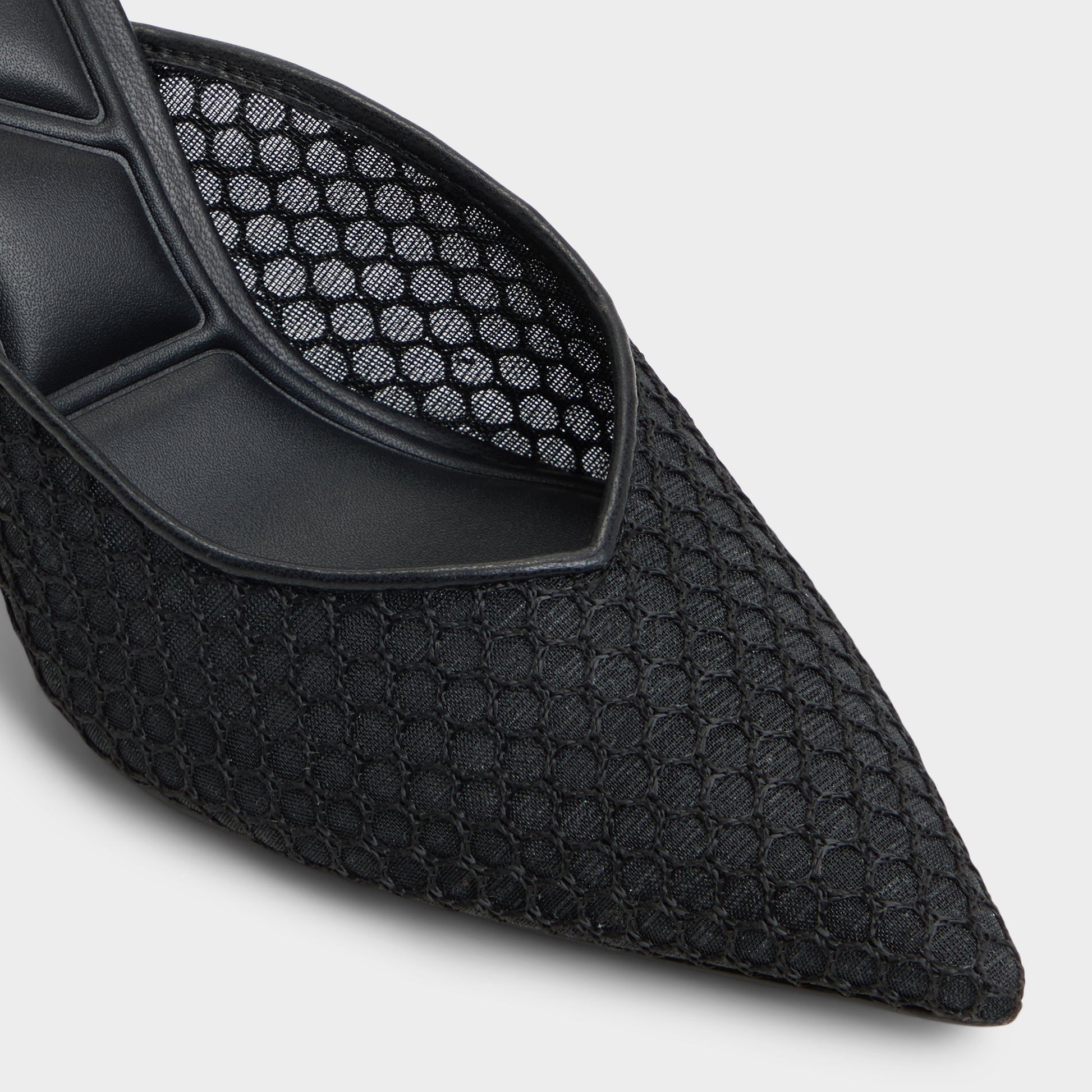 Close-up of the Black Gamilia Heeled mule
