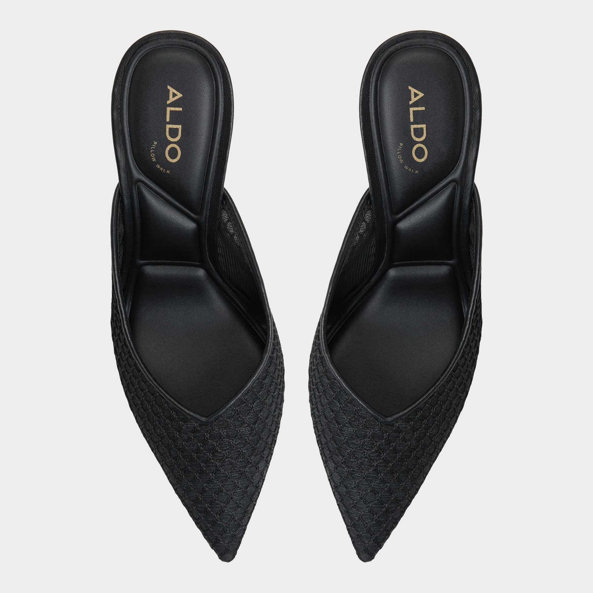 Top-down view of the Black Gamilia Heeled mule