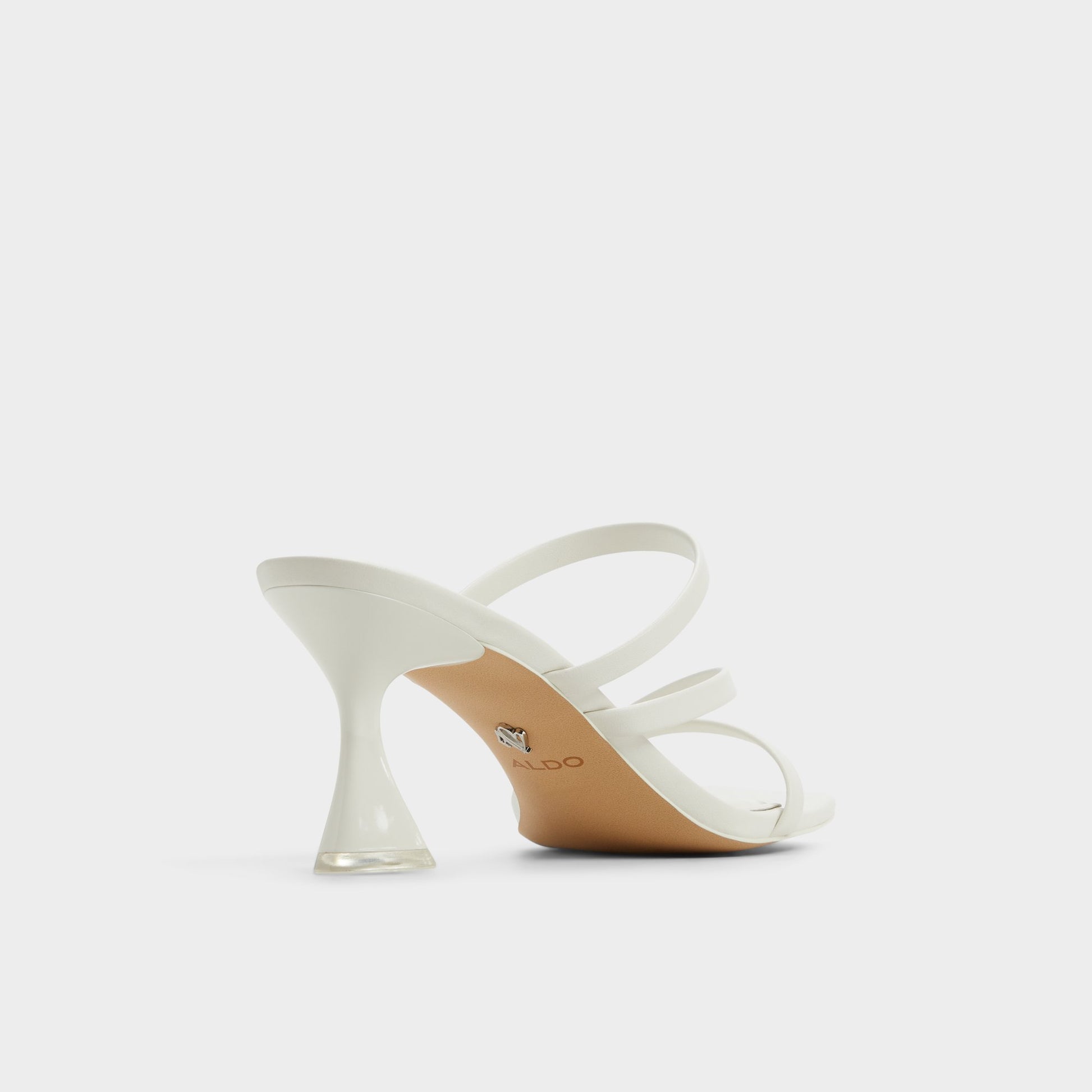 Three-quarter angle of White/Bone Jewella Strappy heeled sandal's back side