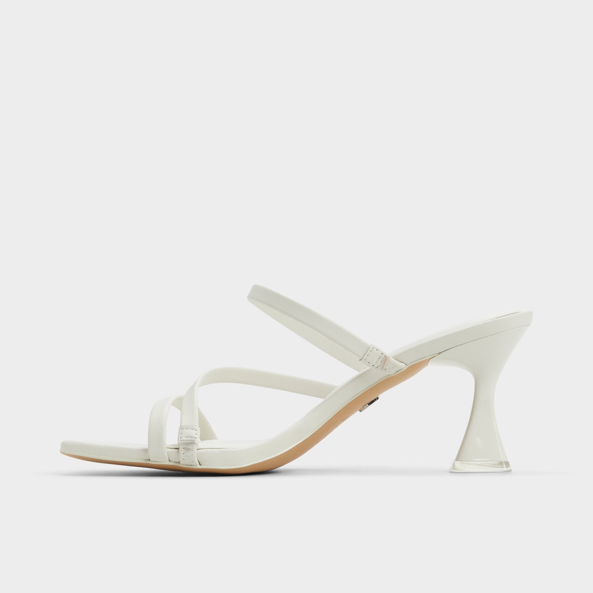 Side view of White/Bone Jewella Strappy heeled sandal