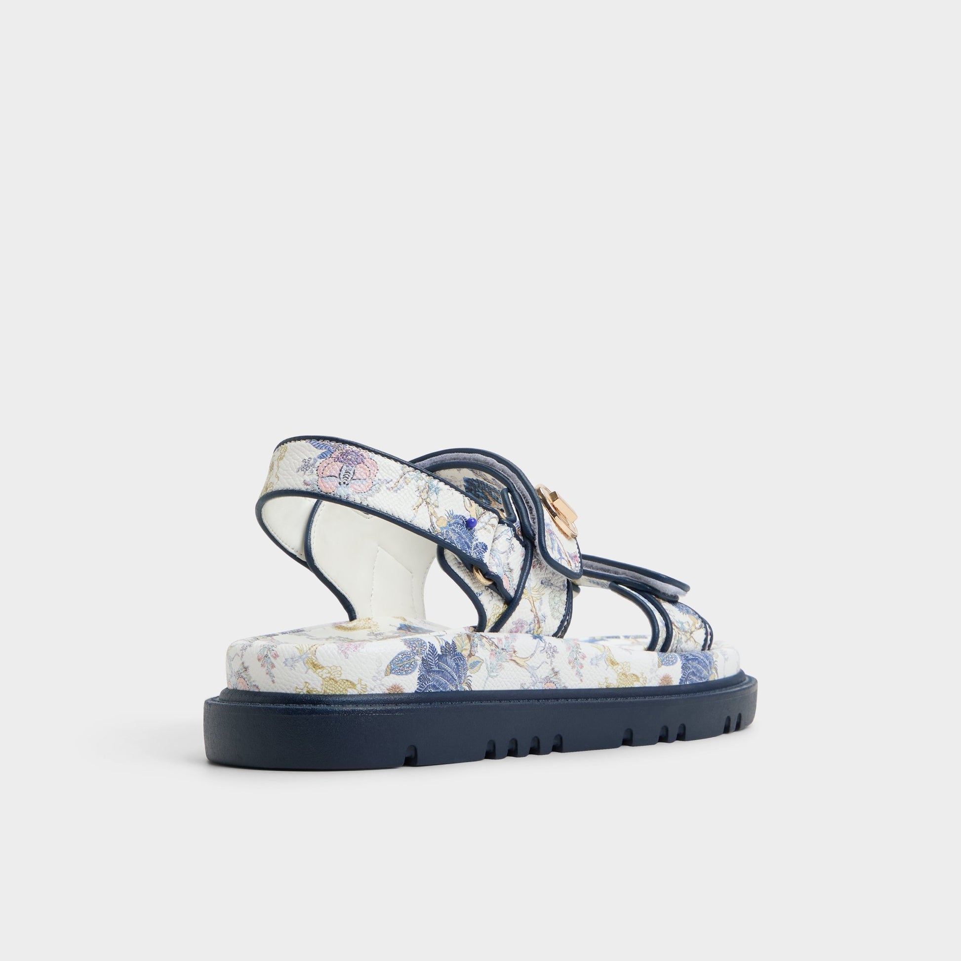 Three-quarter angle of Multi Linette Footbed sandal's back side