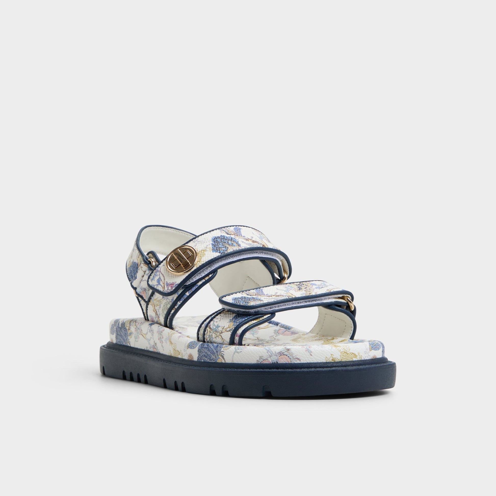 Three-quarter angle of Multi Linette Footbed sandal's front side
