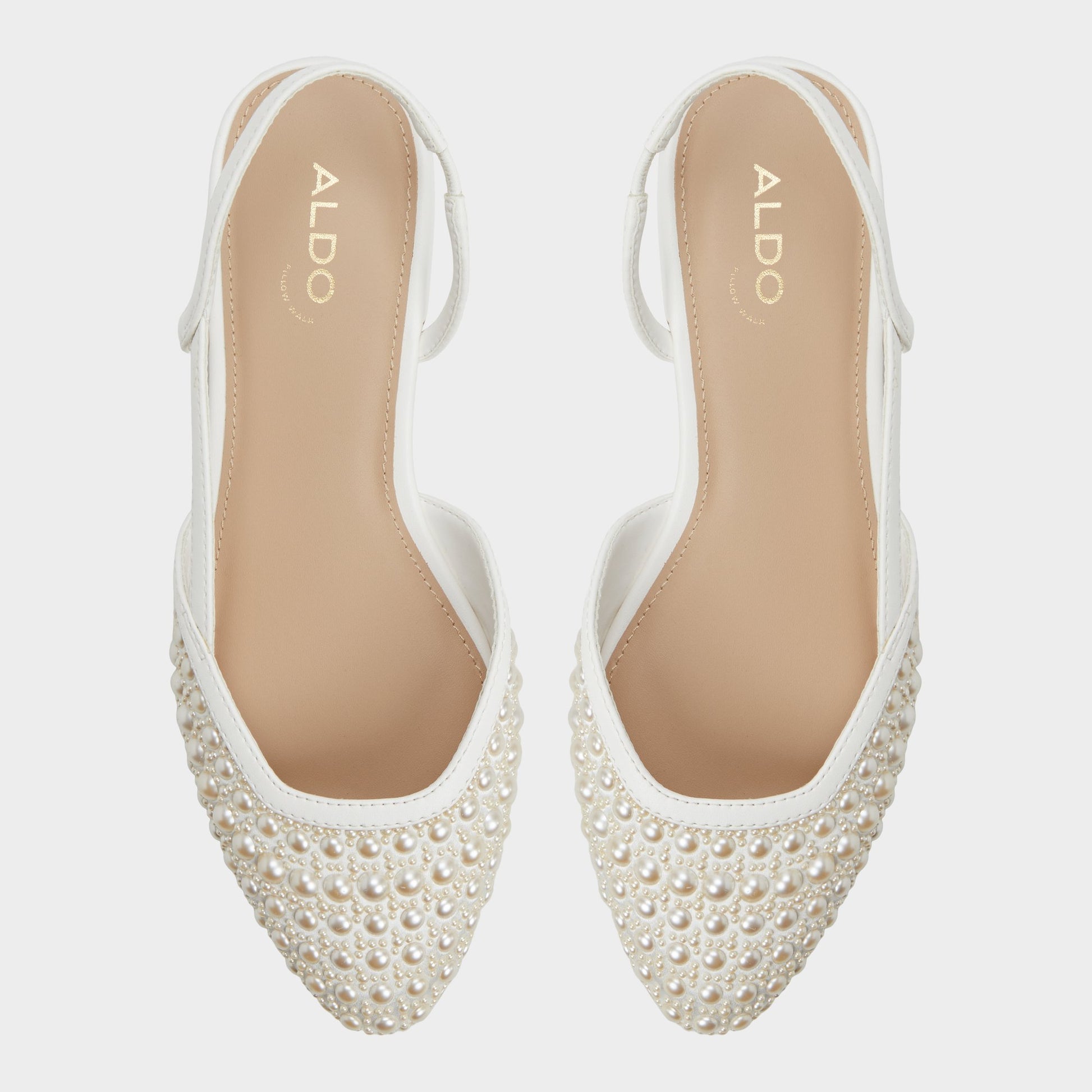 Top-down view of the Other White Constantinne Sling back high heel