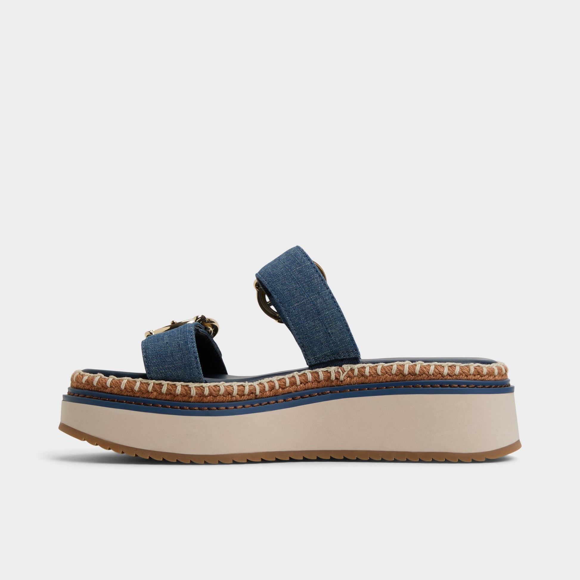 Side view of Dark Blue Kaeithien Slide sandal