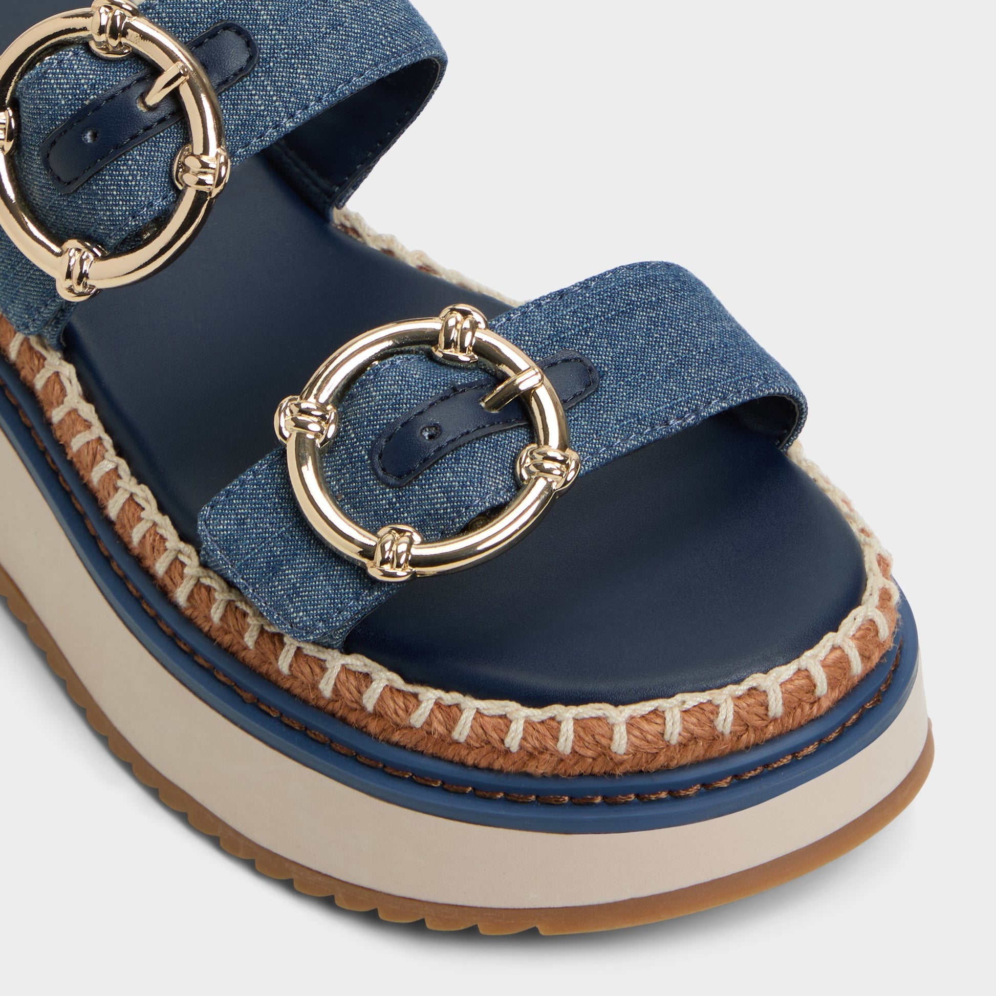Close-up of the Dark Blue Kaeithien Slide sandal