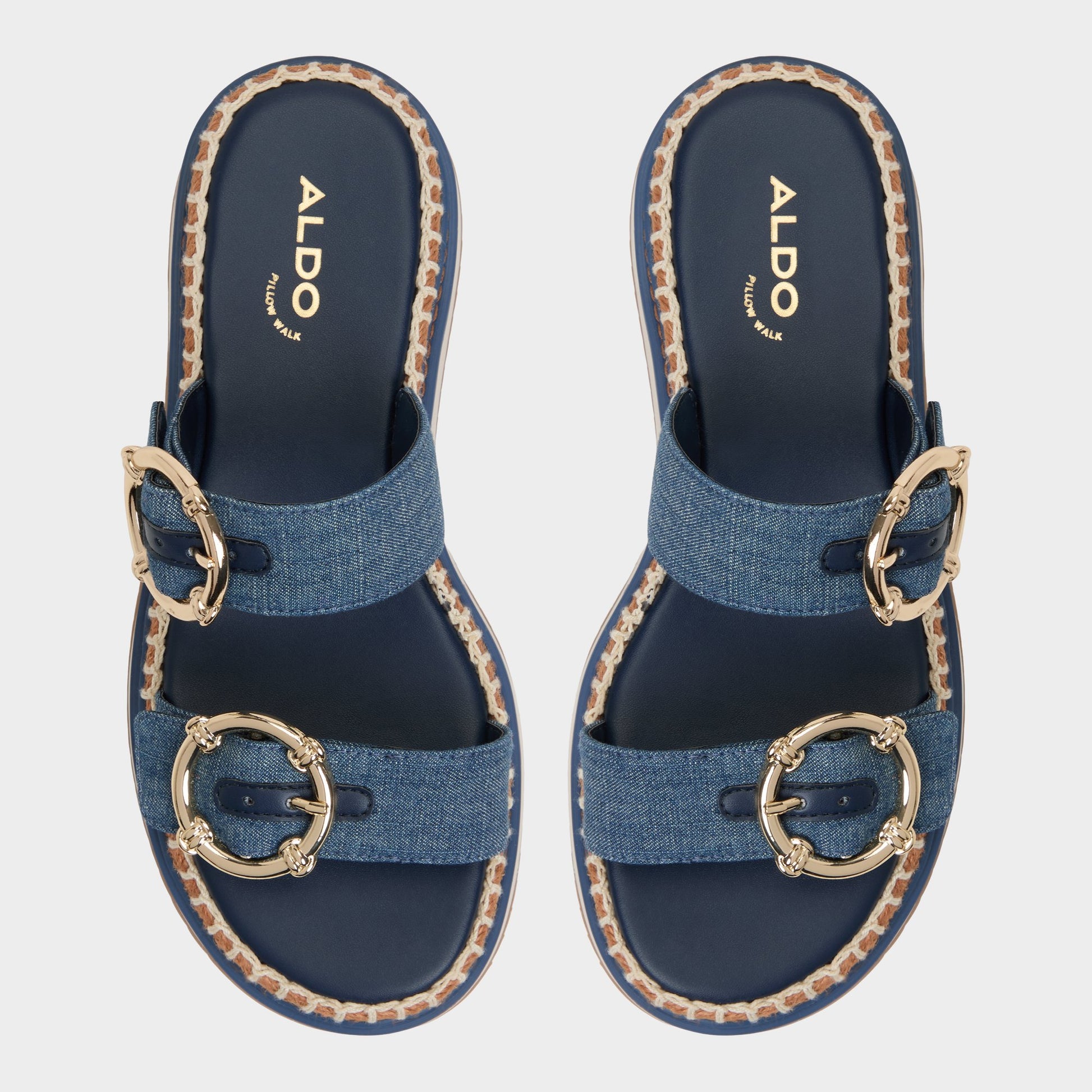 Top-down view of the Dark Blue Kaeithien Slide sandal