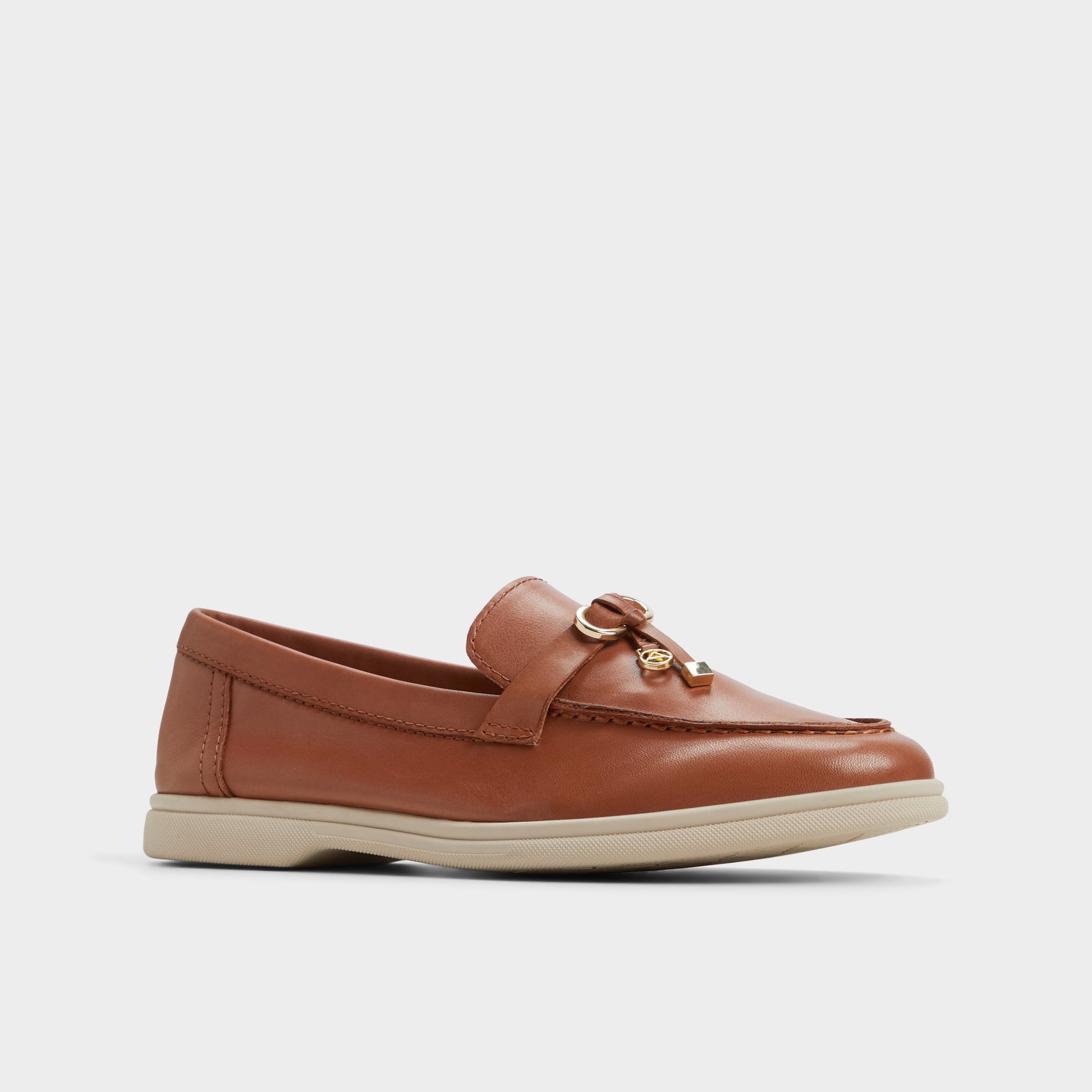 Three-quarter angle of Medium Brown Creras Loafer's front side