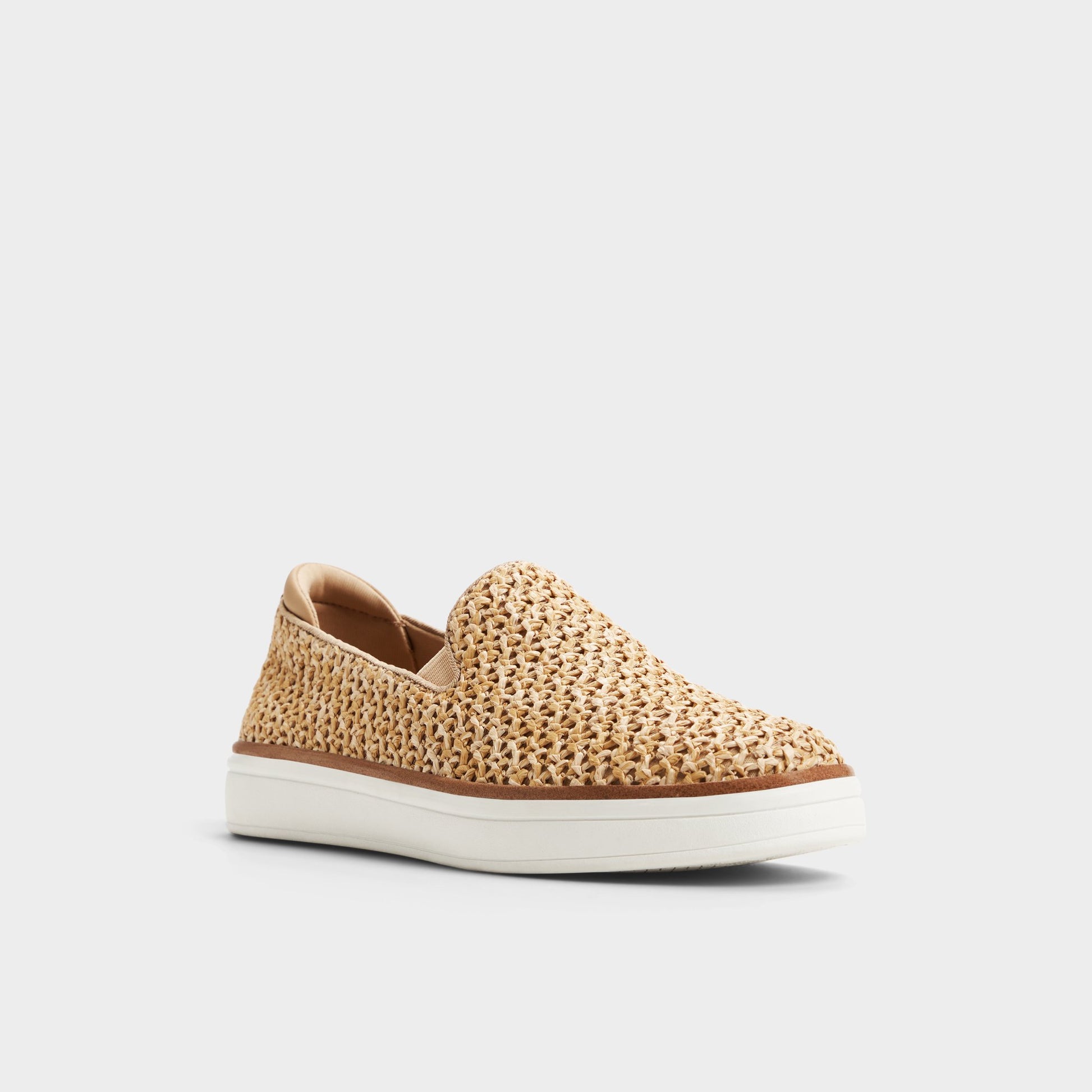 Three-quarter angle of Natural Sallivian Slip-on sneaker's front side