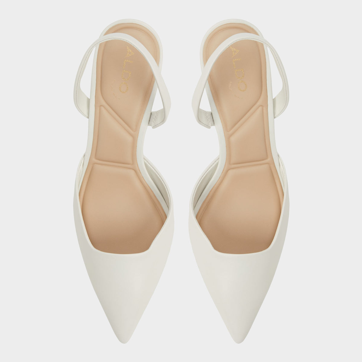 Top-down view of the Open White Gavedessi-xt Slingback heel