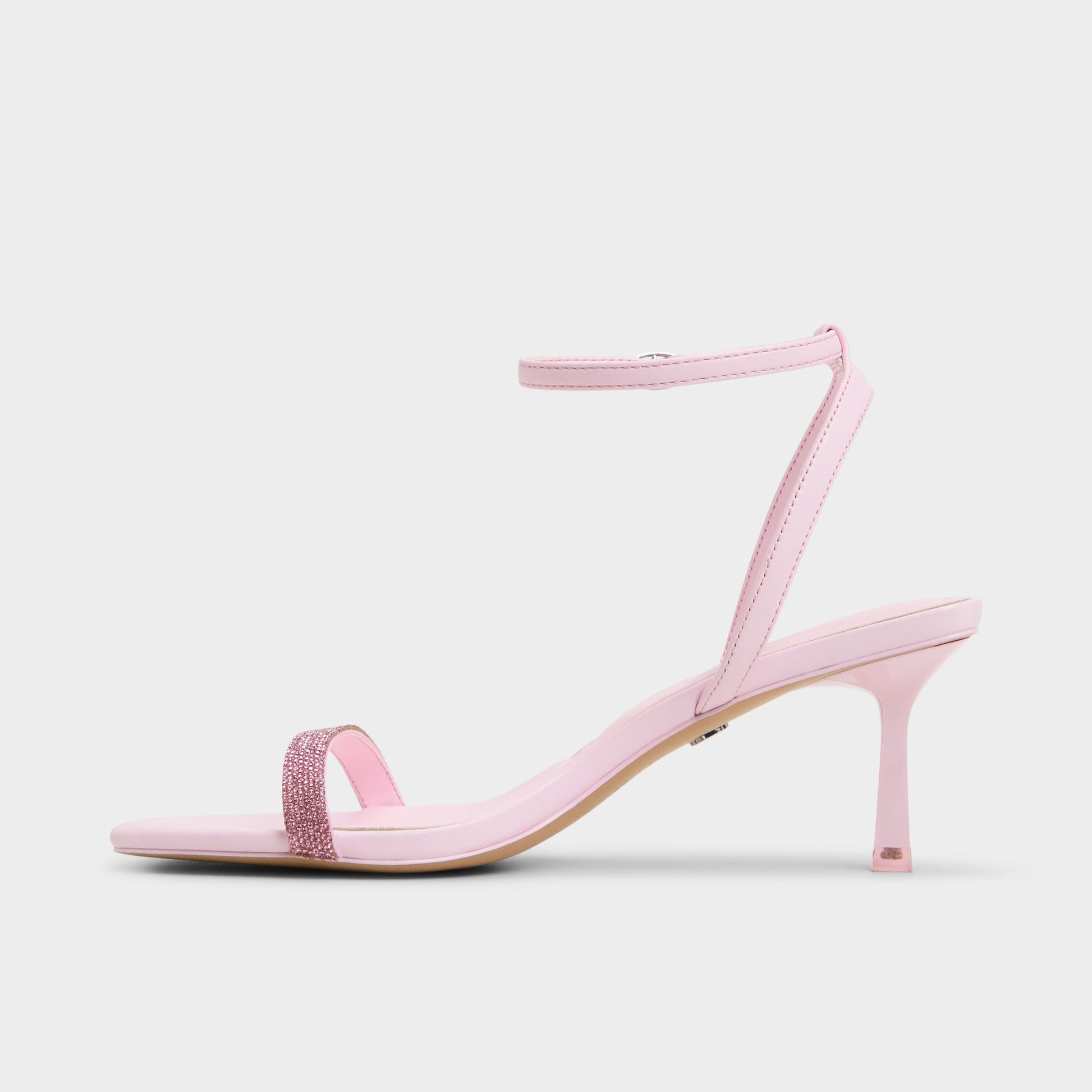 Side view of Light Pink Kirri Strappy heeled sandal