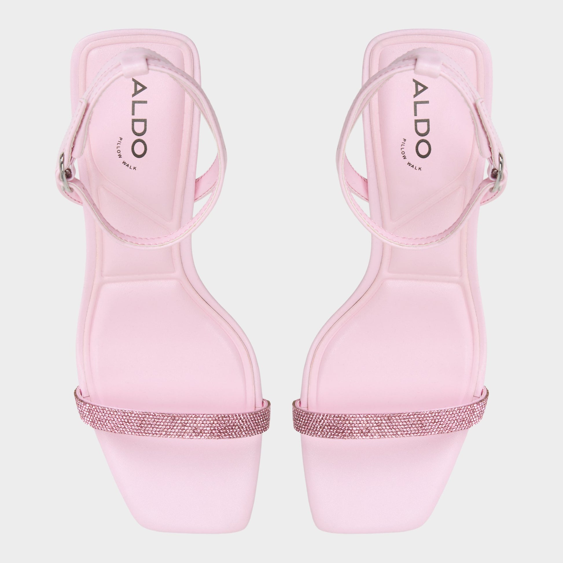 Top-down view of the Light Pink Kirri Strappy heeled sandal