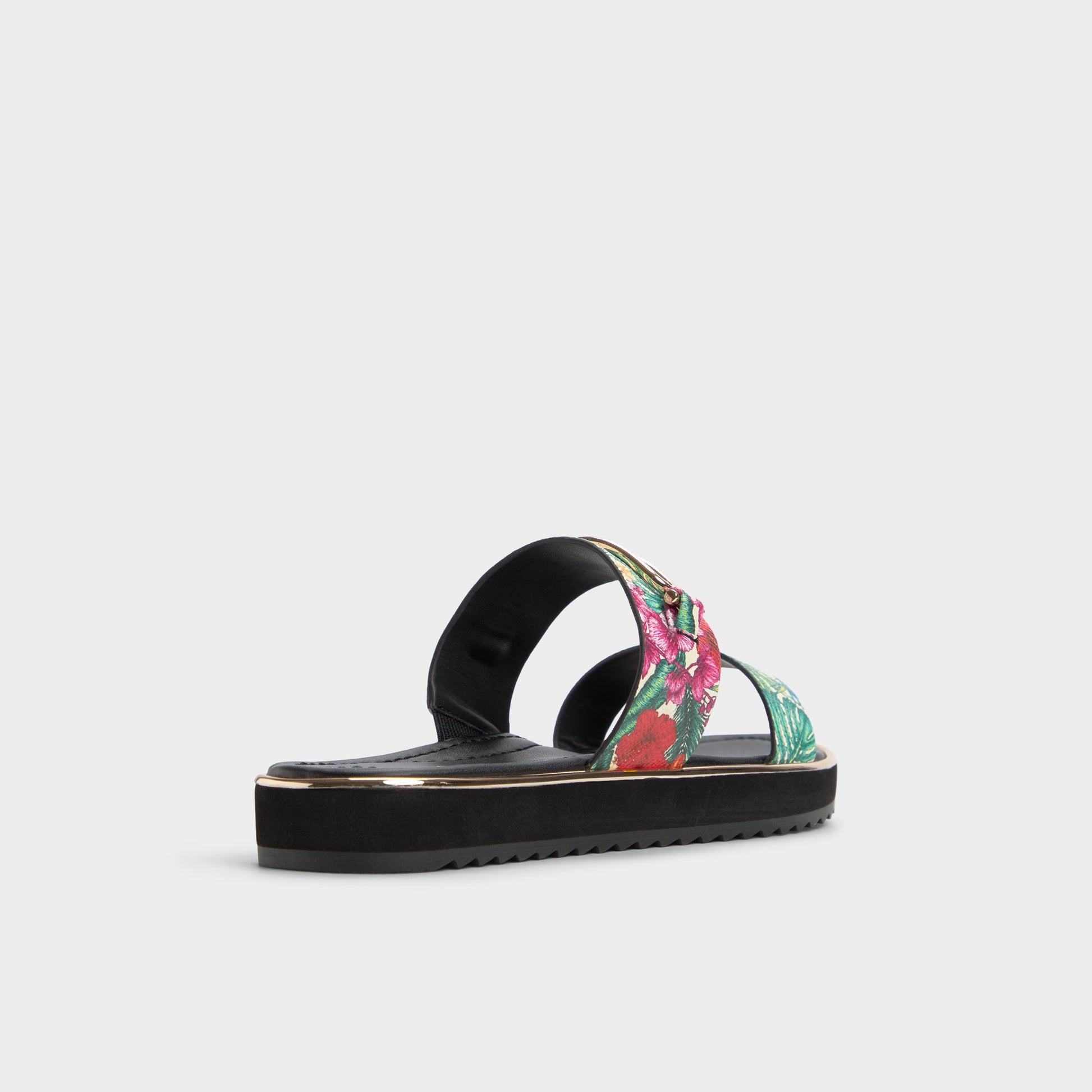 Three-quarter angle of Multi Lagoon Strappy flat sandal's back side