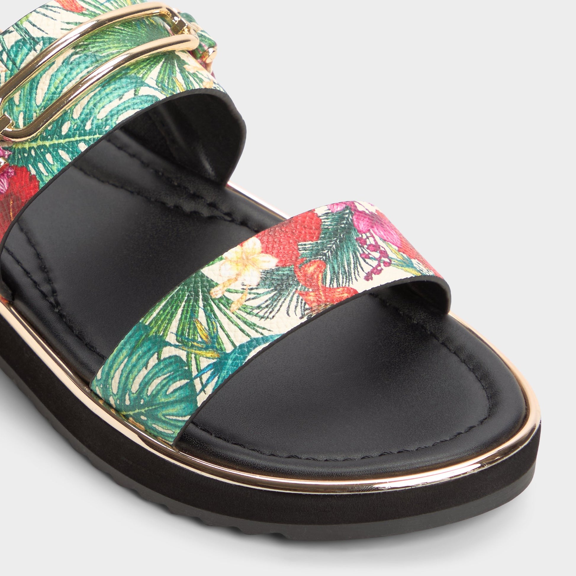 Close-up of the Multi Lagoon Strappy flat sandal