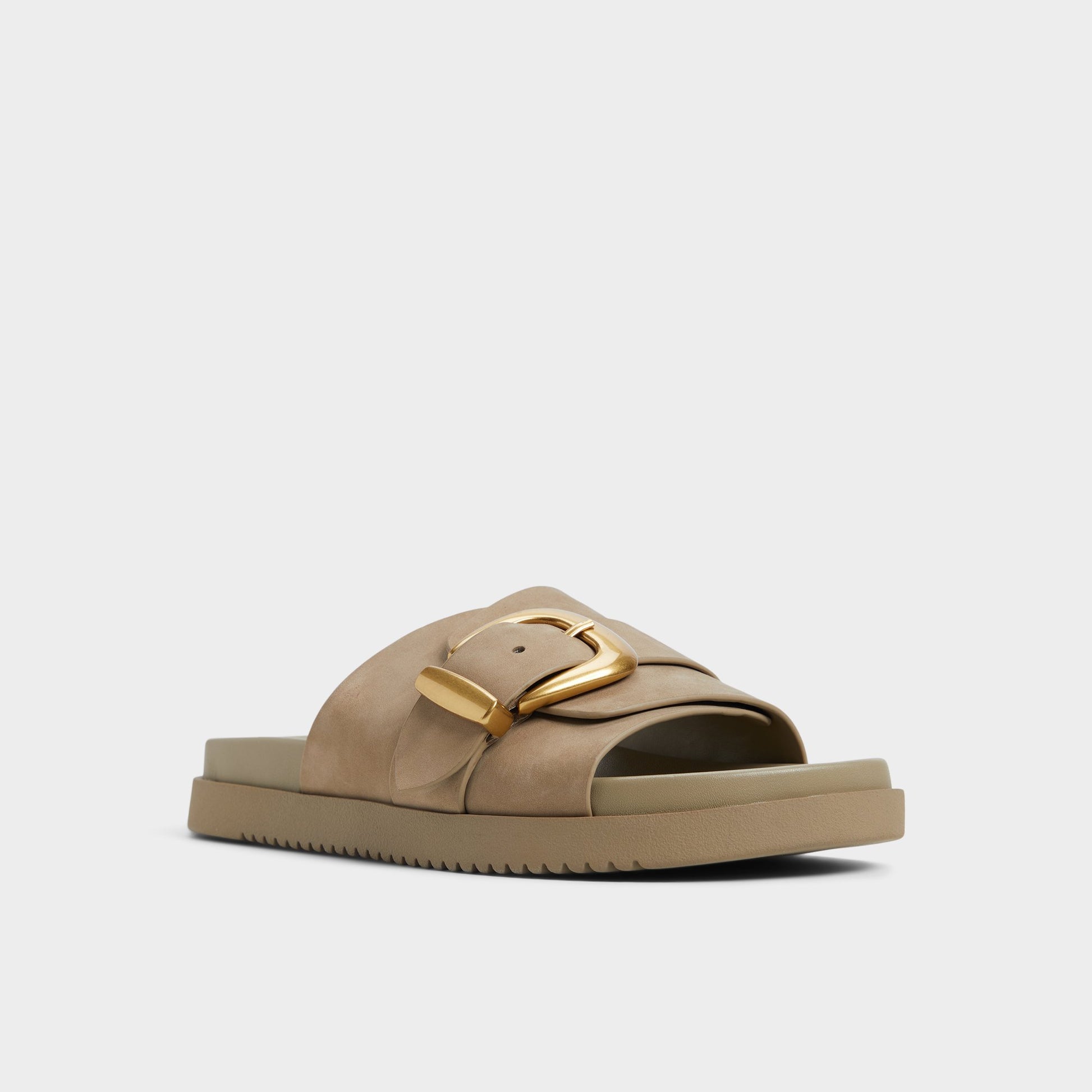 Three-quarter angle of Other Green Alenana Footbed sandal's front side