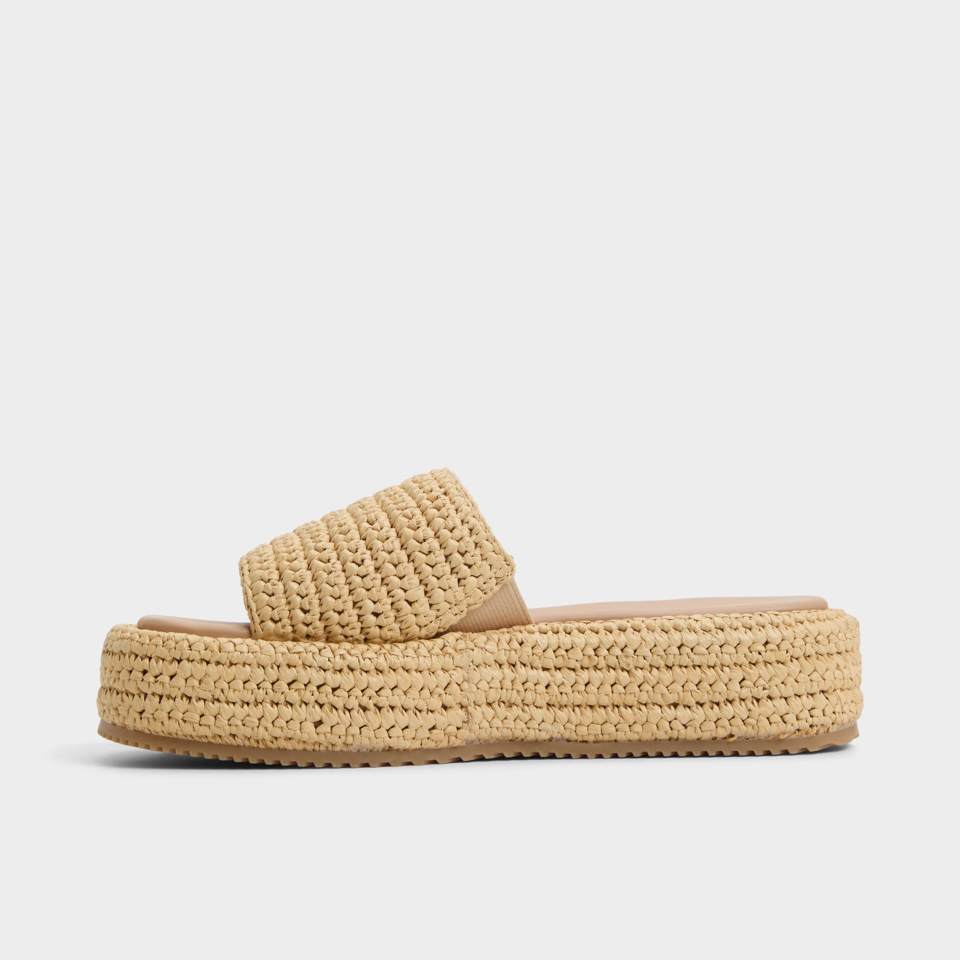 Side view of Natural Bohemina Flatform sandal