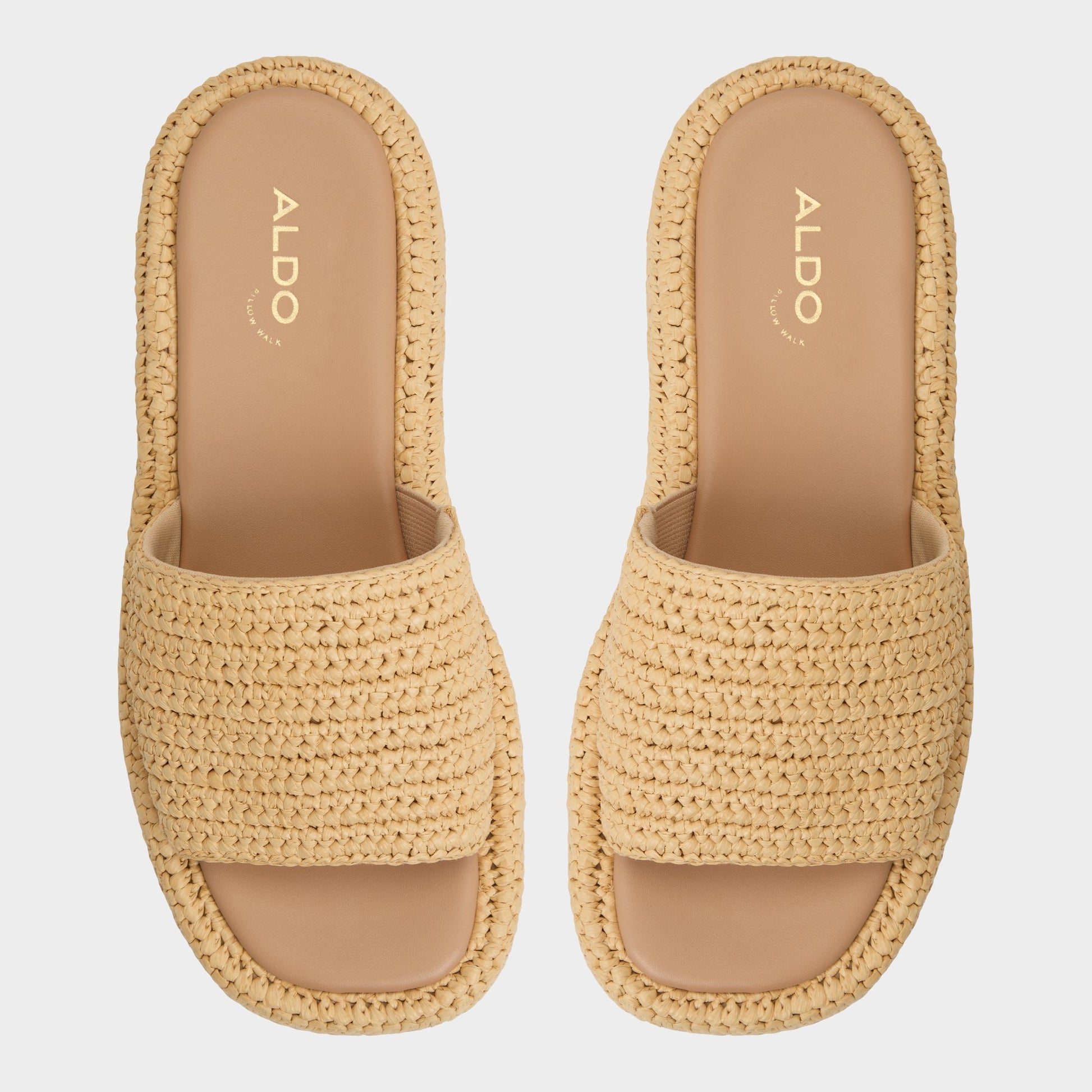Top-down view of the Natural Bohemina Flatform sandal