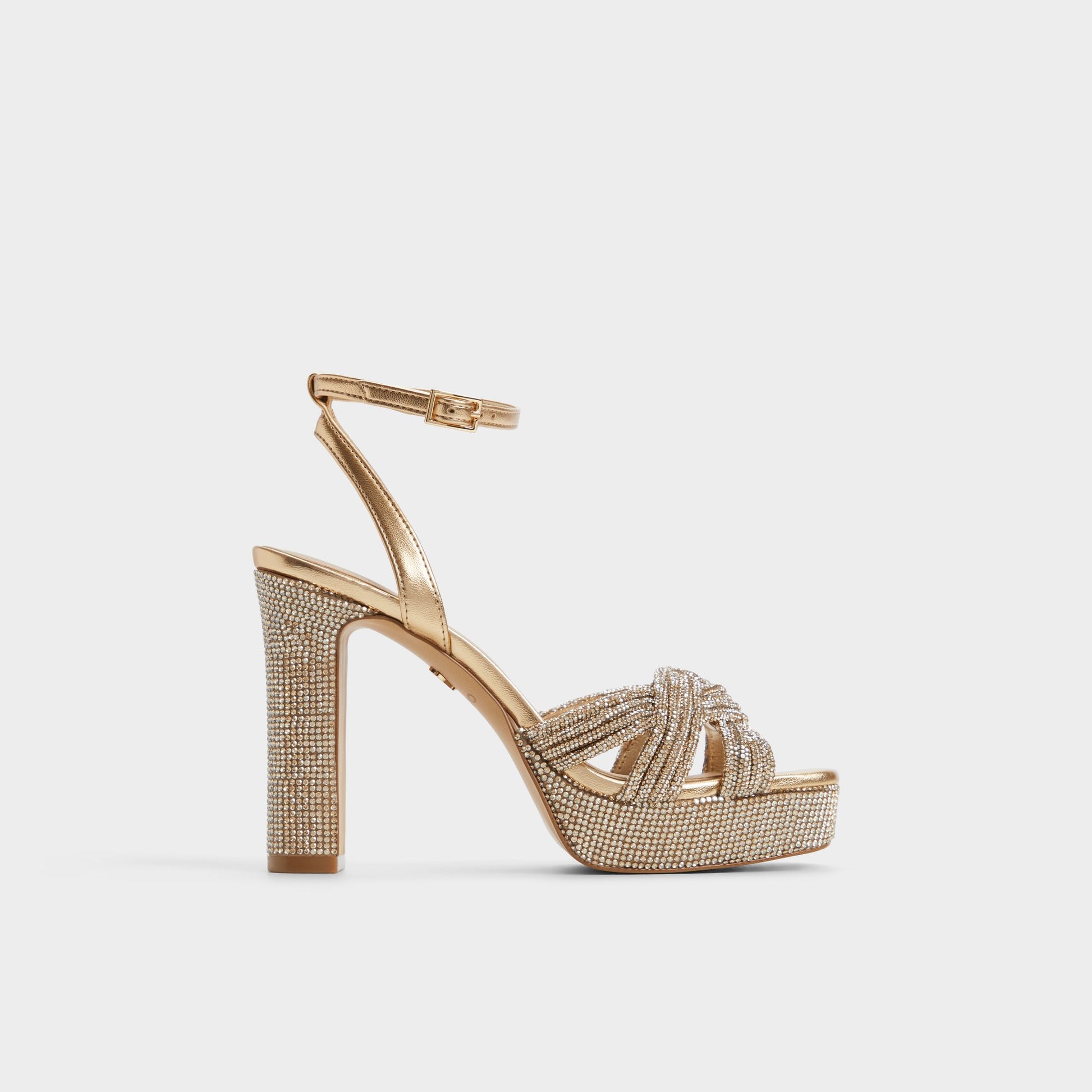 Main View of Gold Shimma Strappy heeled sandal for Womens