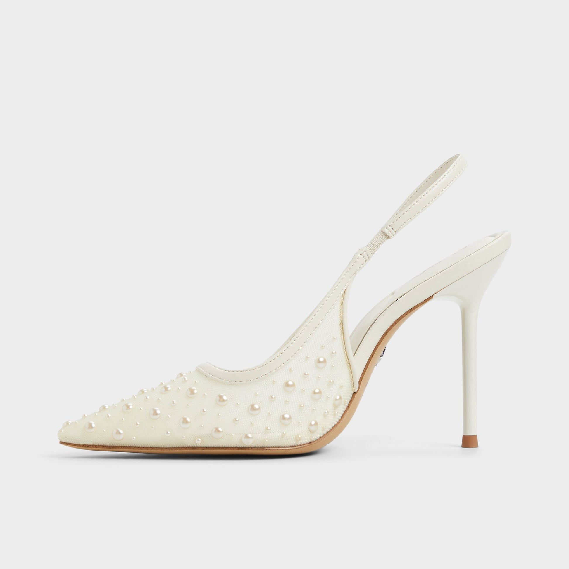 Side view of Other White Pearlescent Slingback heel