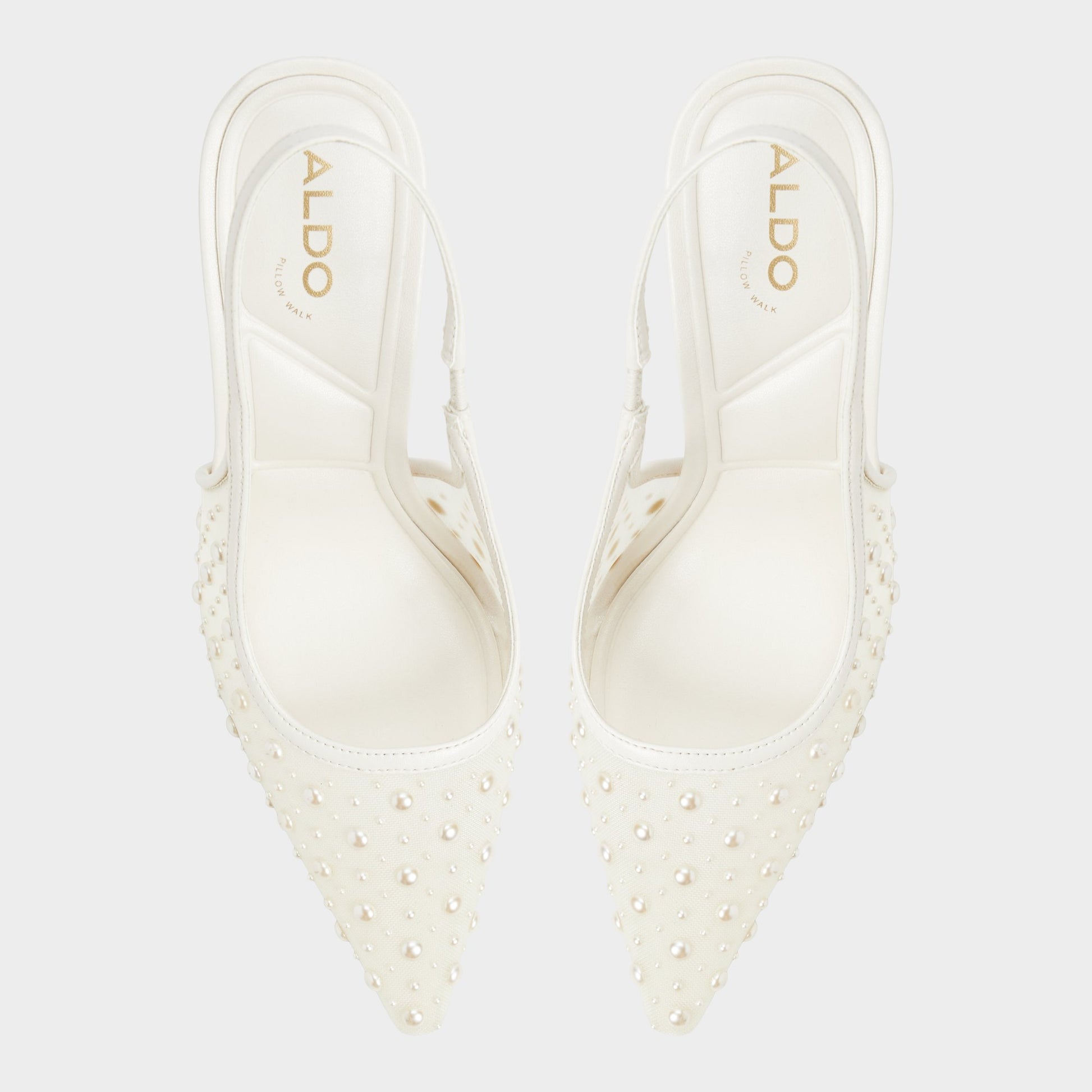 Top-down view of the Other White Pearlescent Slingback heel