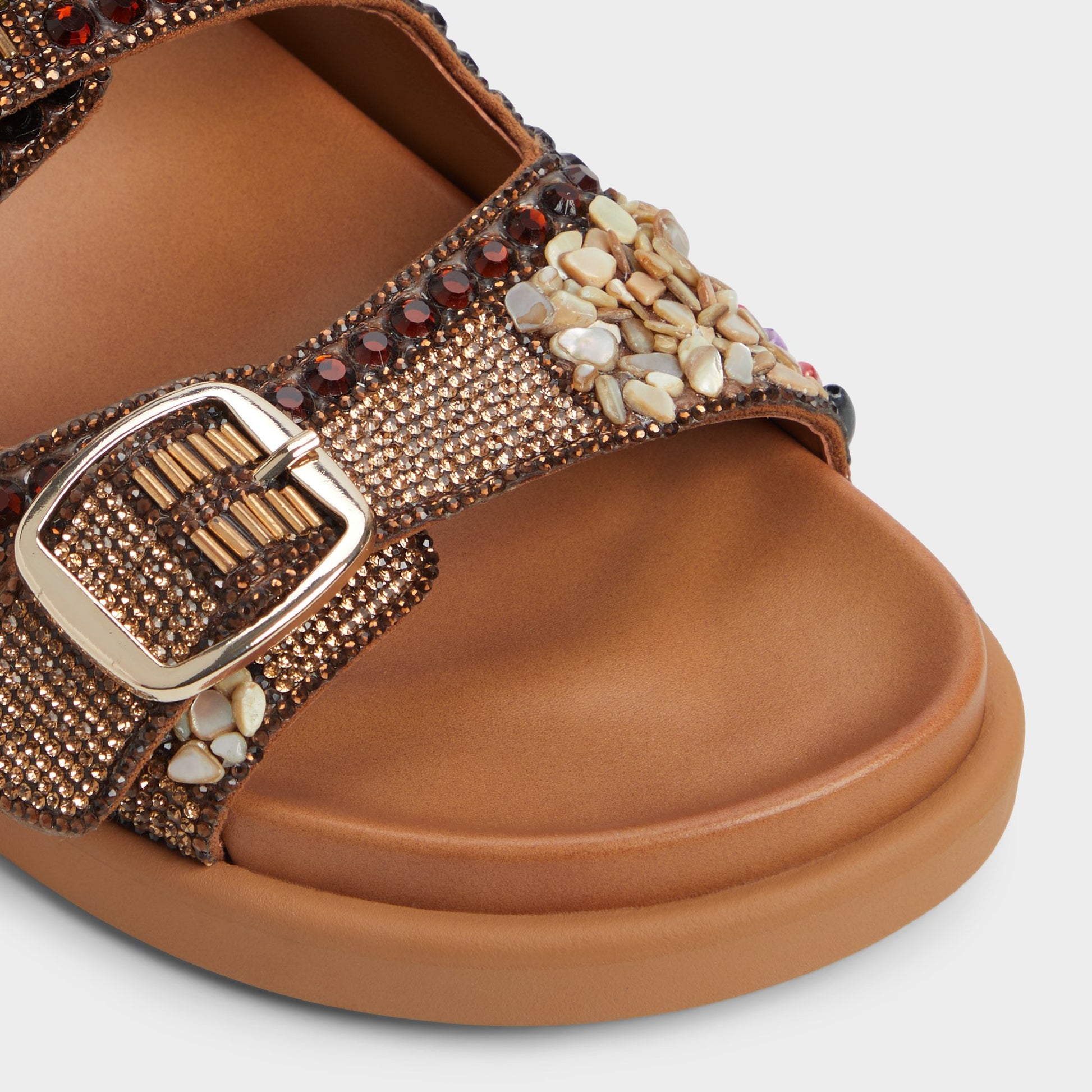 Close-up of the Open Brown Bohochic Footbed sandal
