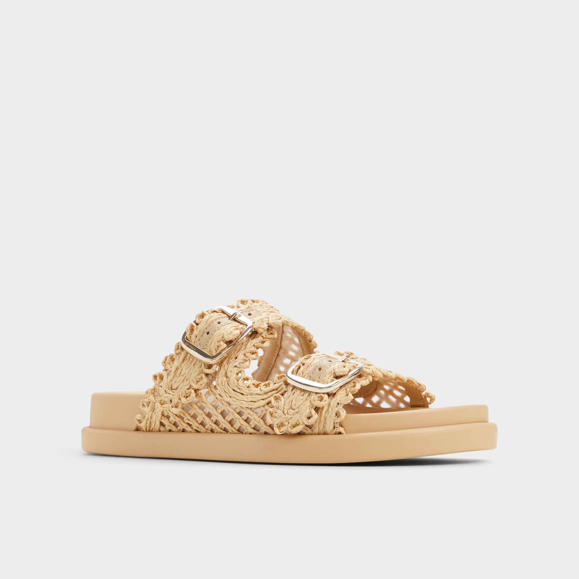 Three-quarter angle of Natural Bohochic Footbed sandal's front side