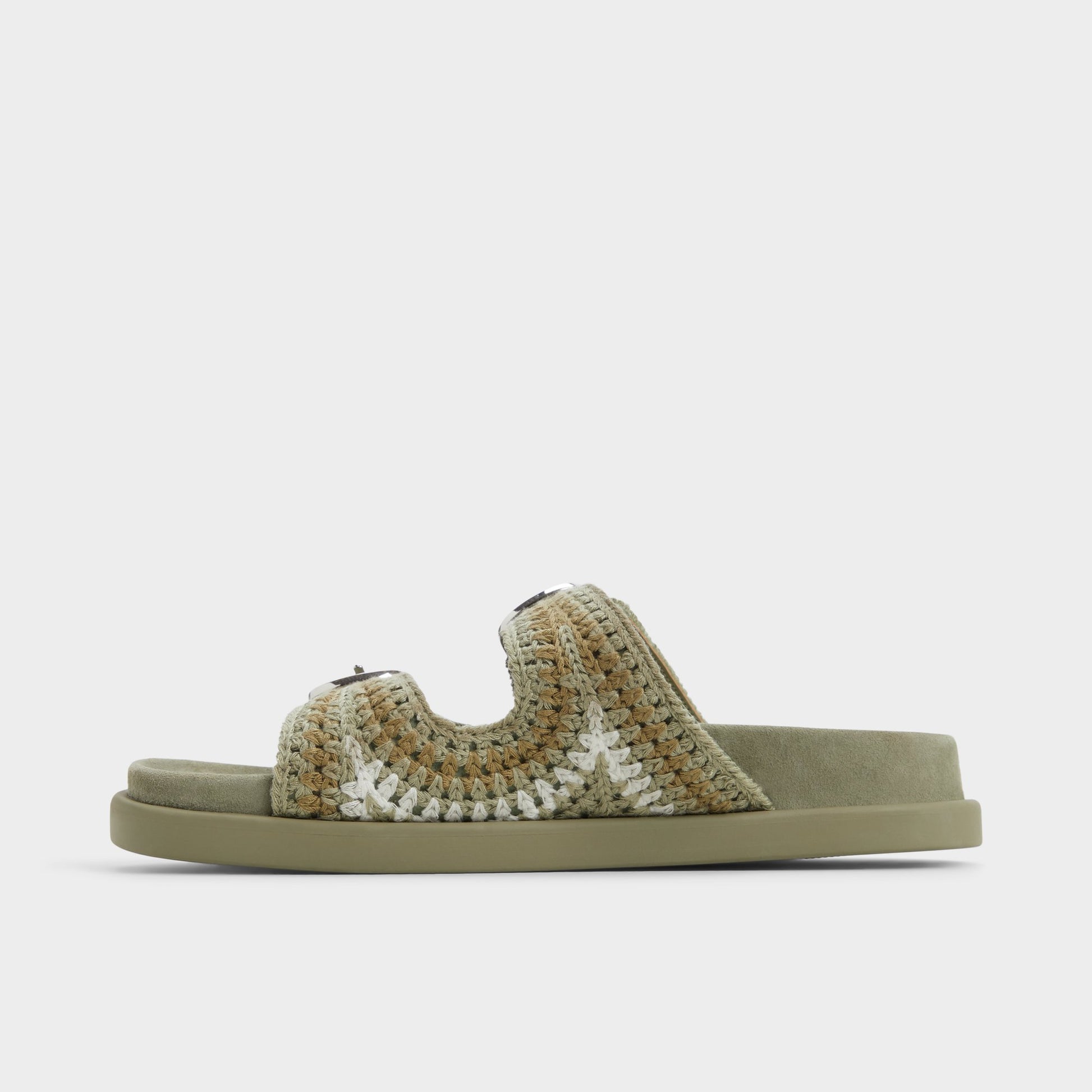 Side view of Khaki Bohodream Footbed sandal