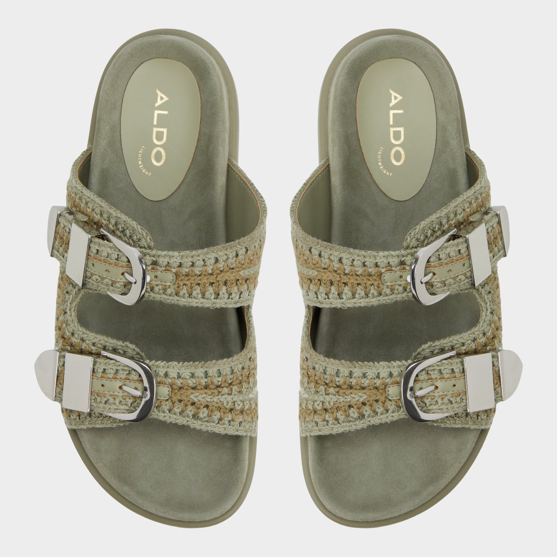 Top-down view of the Khaki Bohodream Footbed sandal