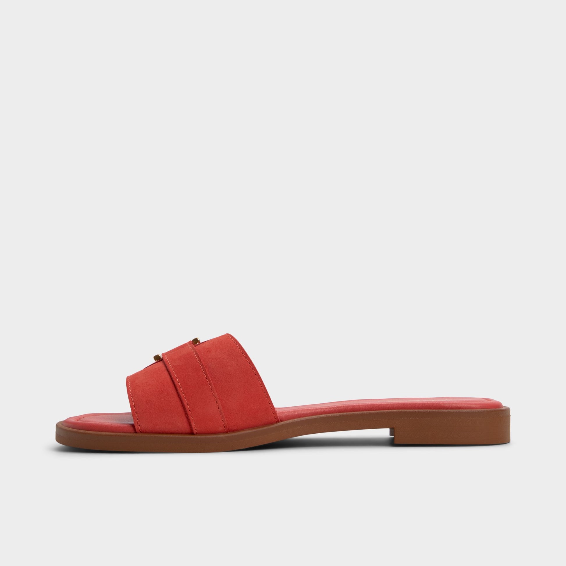 Side view of Medium Red Dallaedar Slide sandal