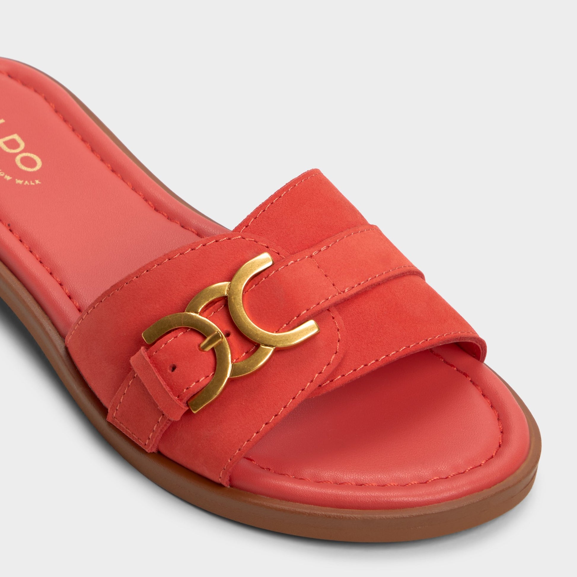 Close-up of the Medium Red Dallaedar Slide sandal