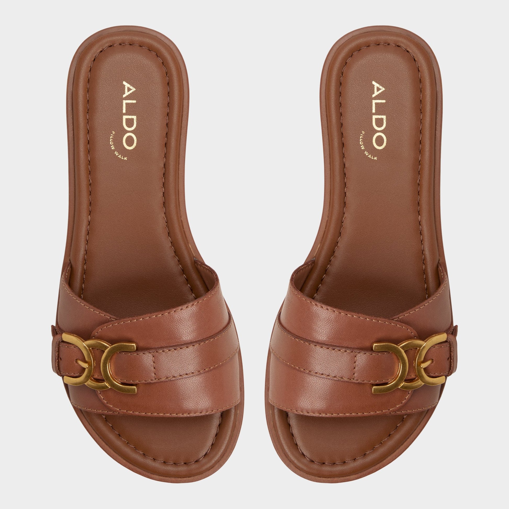Top-down view of the Medium Brown Dallaedar Slide sandal