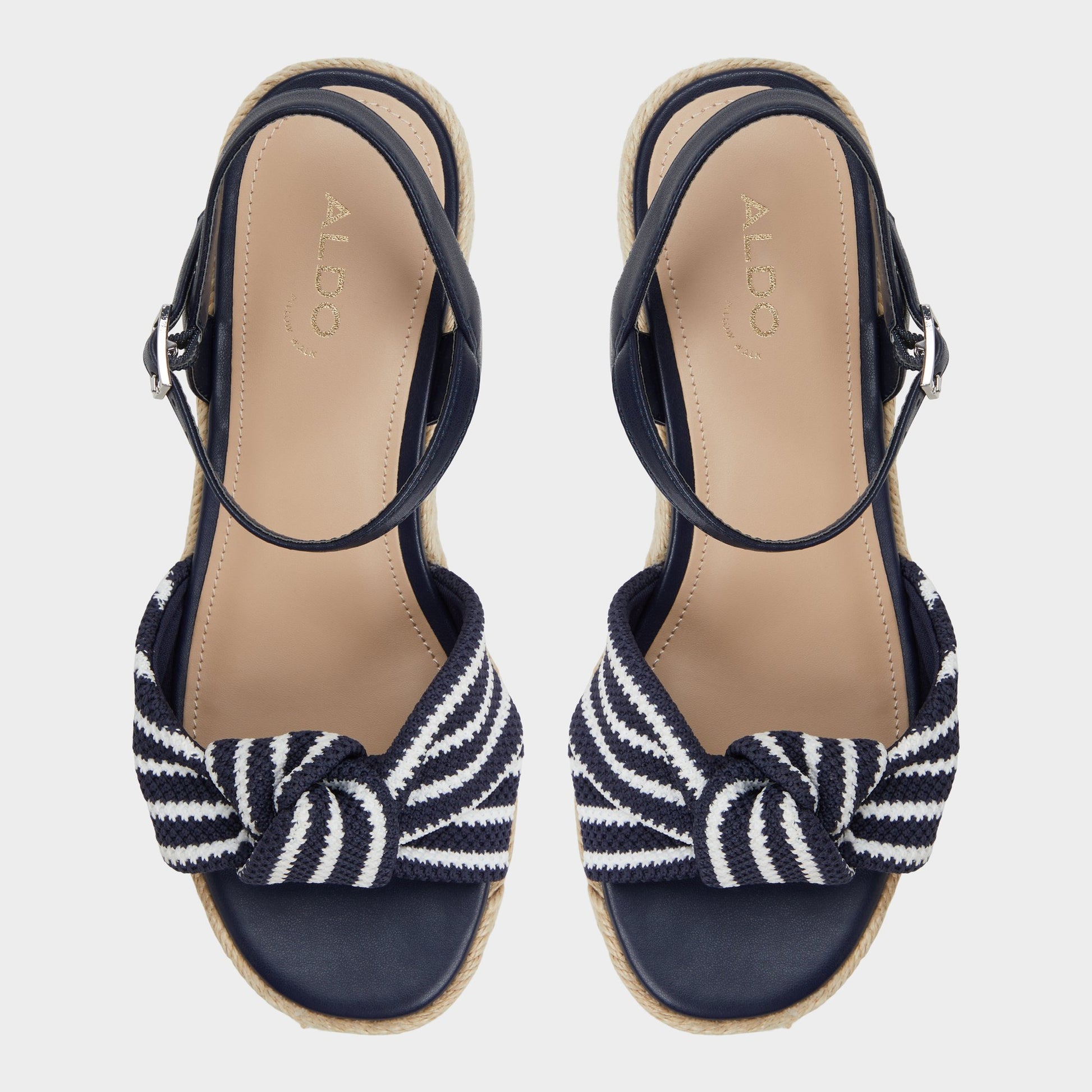 Top-down view of the Navy Annamarie Wedge sandal
