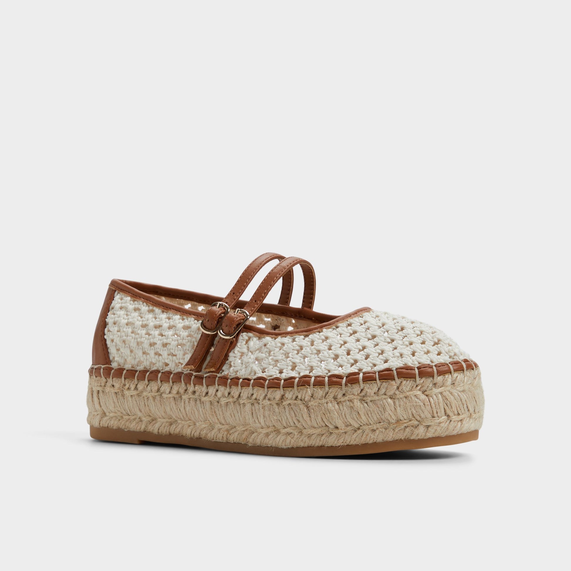 Three-quarter angle of White/Bone Summerfling Espadrilles's front side