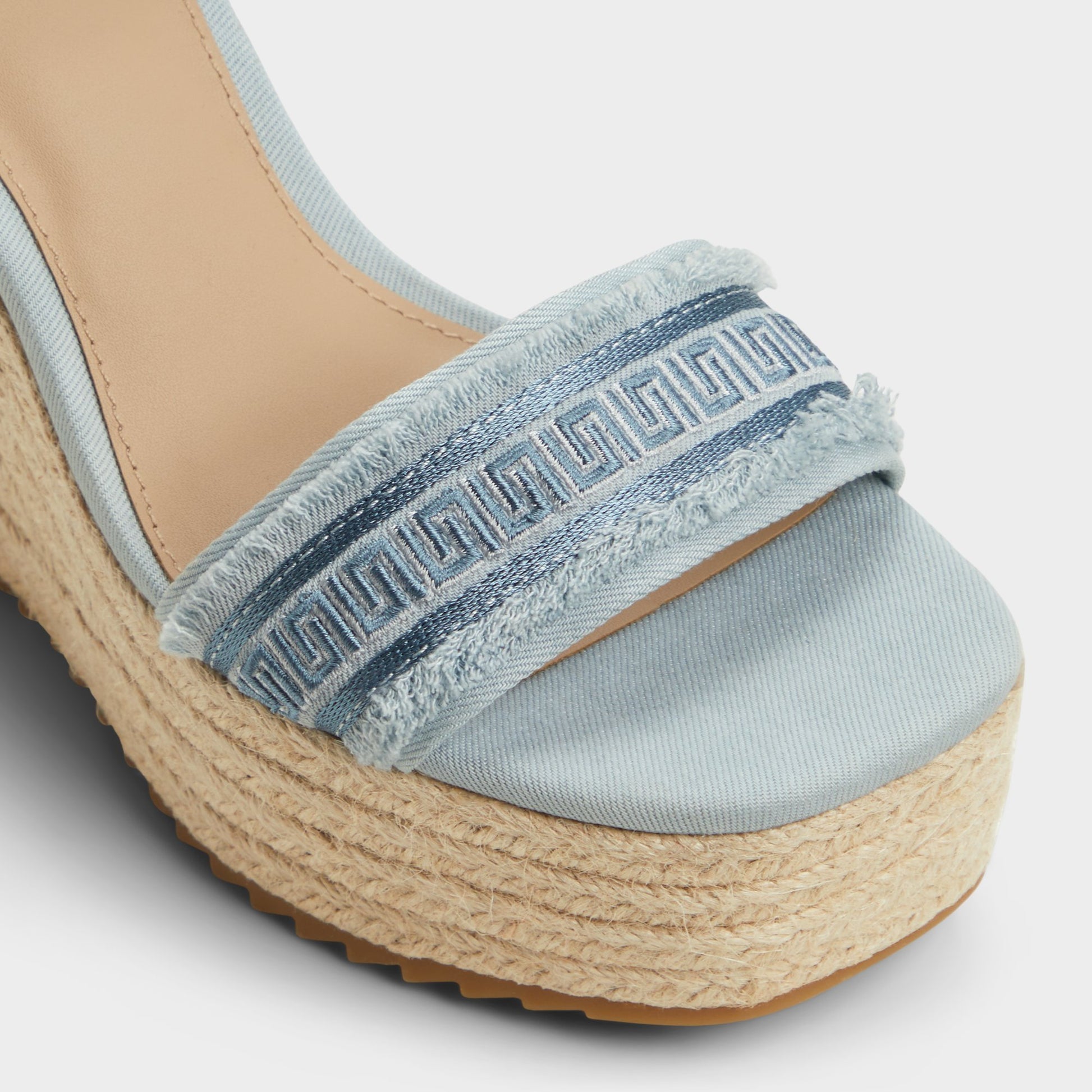 Close-up of the Denim Aberitram Wedge sandal