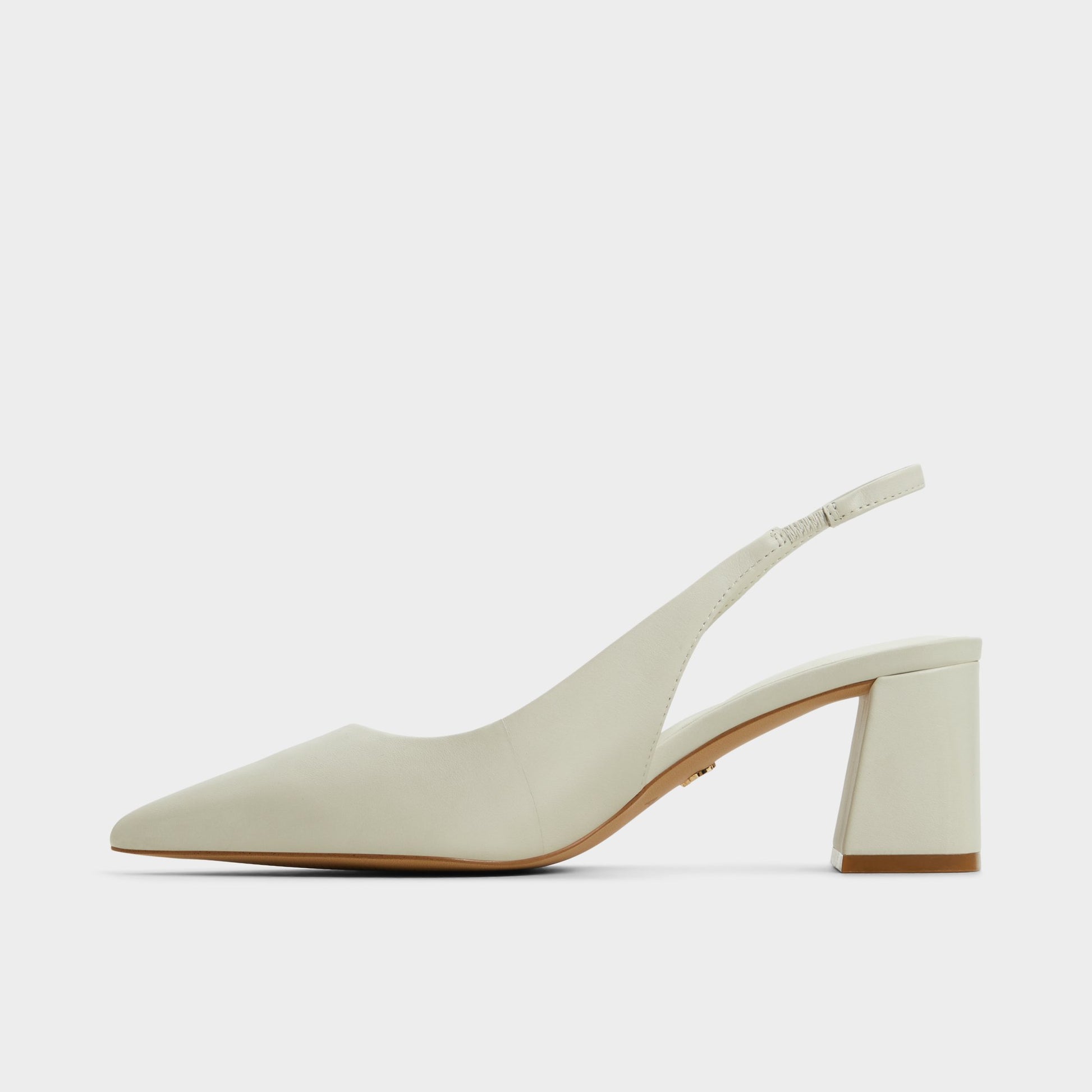 Side view of White/Bone Uliana Slingback heel