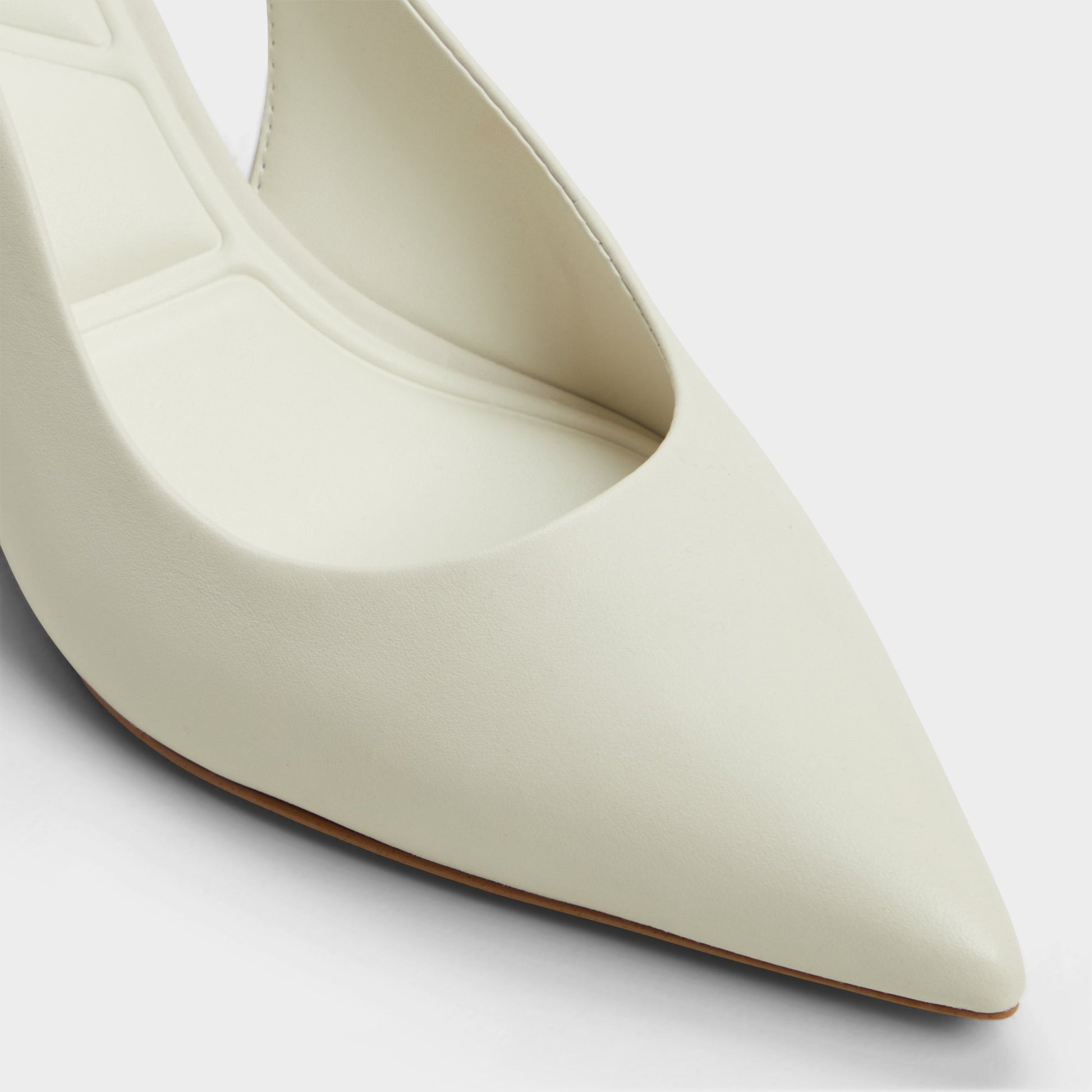 Close-up of the White/Bone Uliana Slingback heel