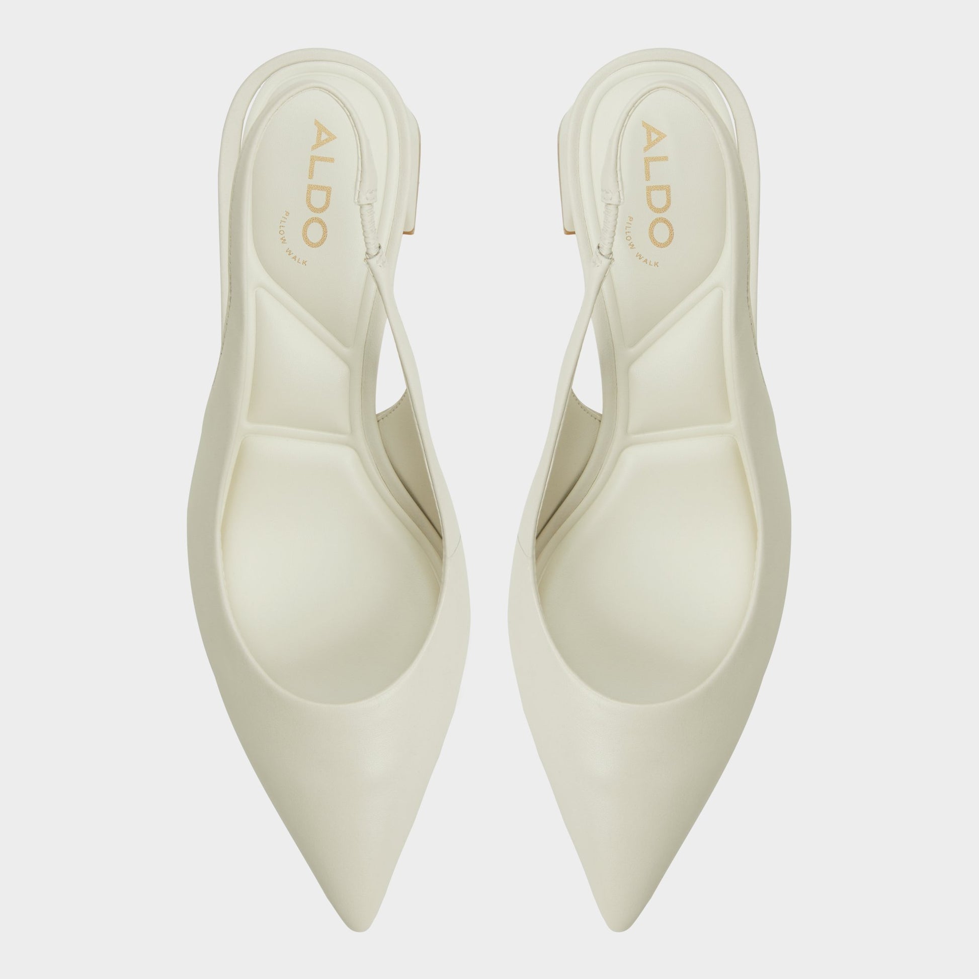 Top-down view of the White/Bone Uliana Slingback heel