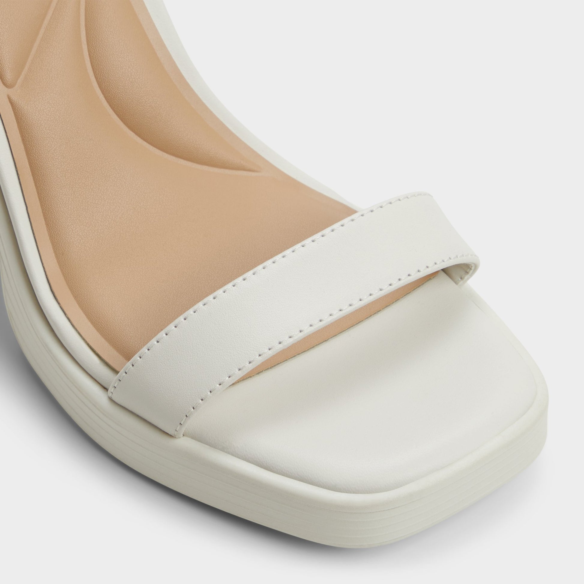 Close-up of the White/Bone Berade Strappy heeled sandal