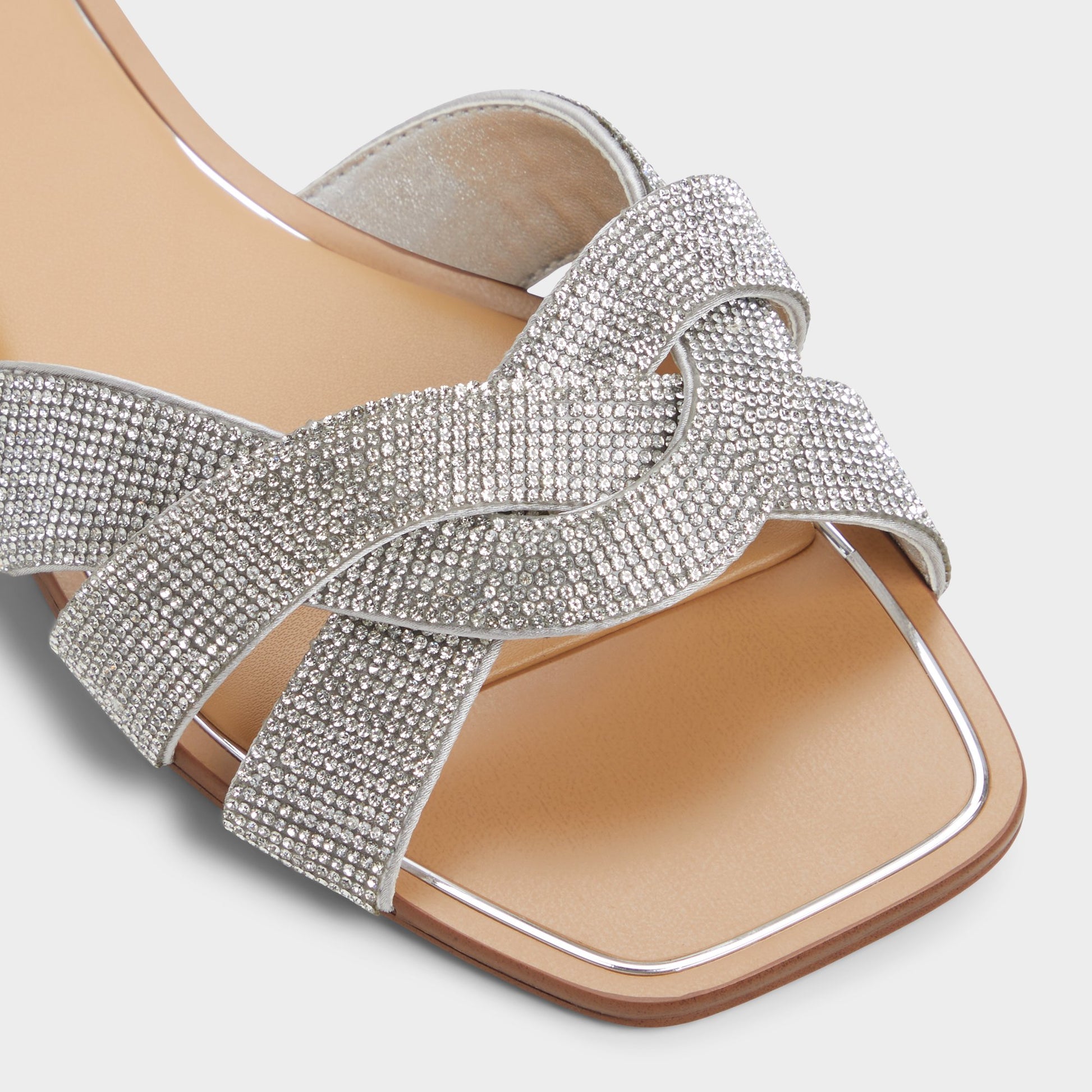 Close-up of the Silver Ormeley Slide sandal