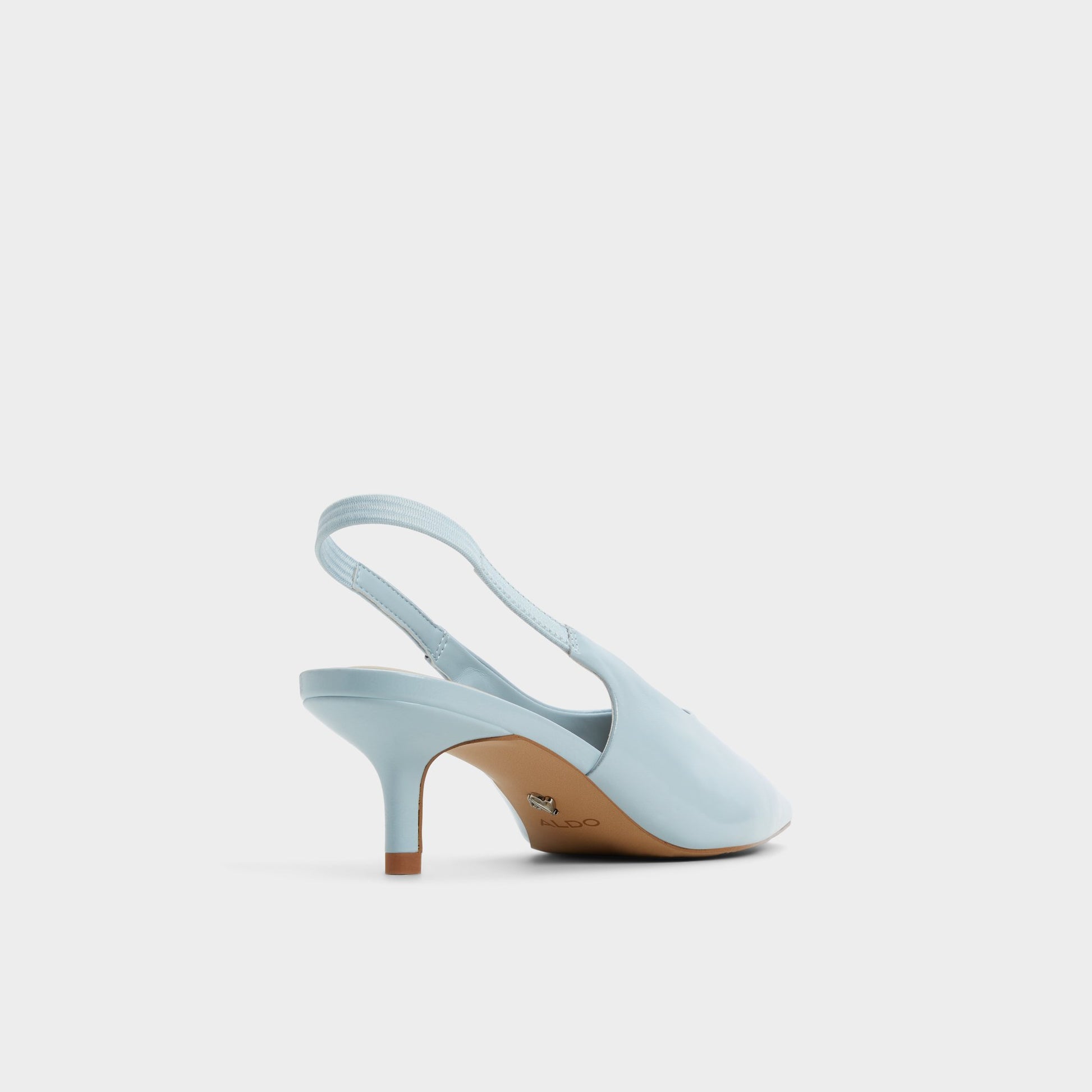 Three-quarter angle of Pastel Blue Oceweth Slingback heel's back side