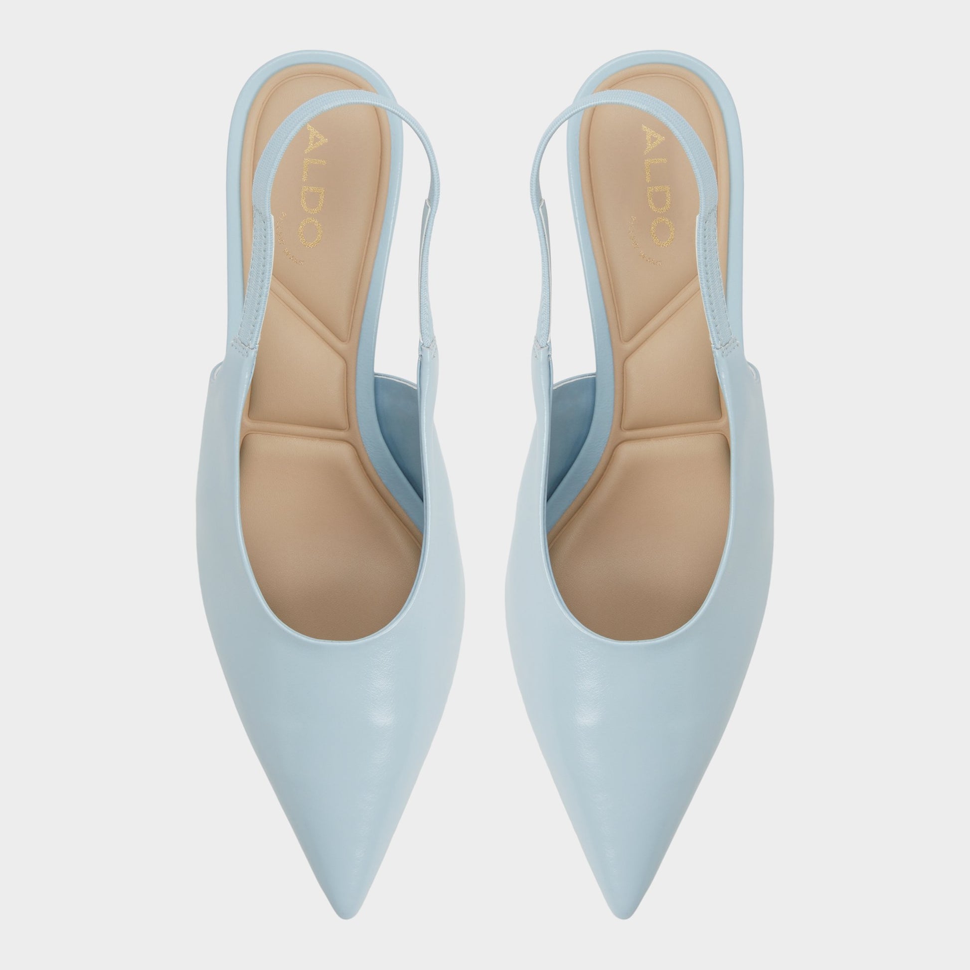 Top-down view of the Pastel Blue Oceweth Slingback heel