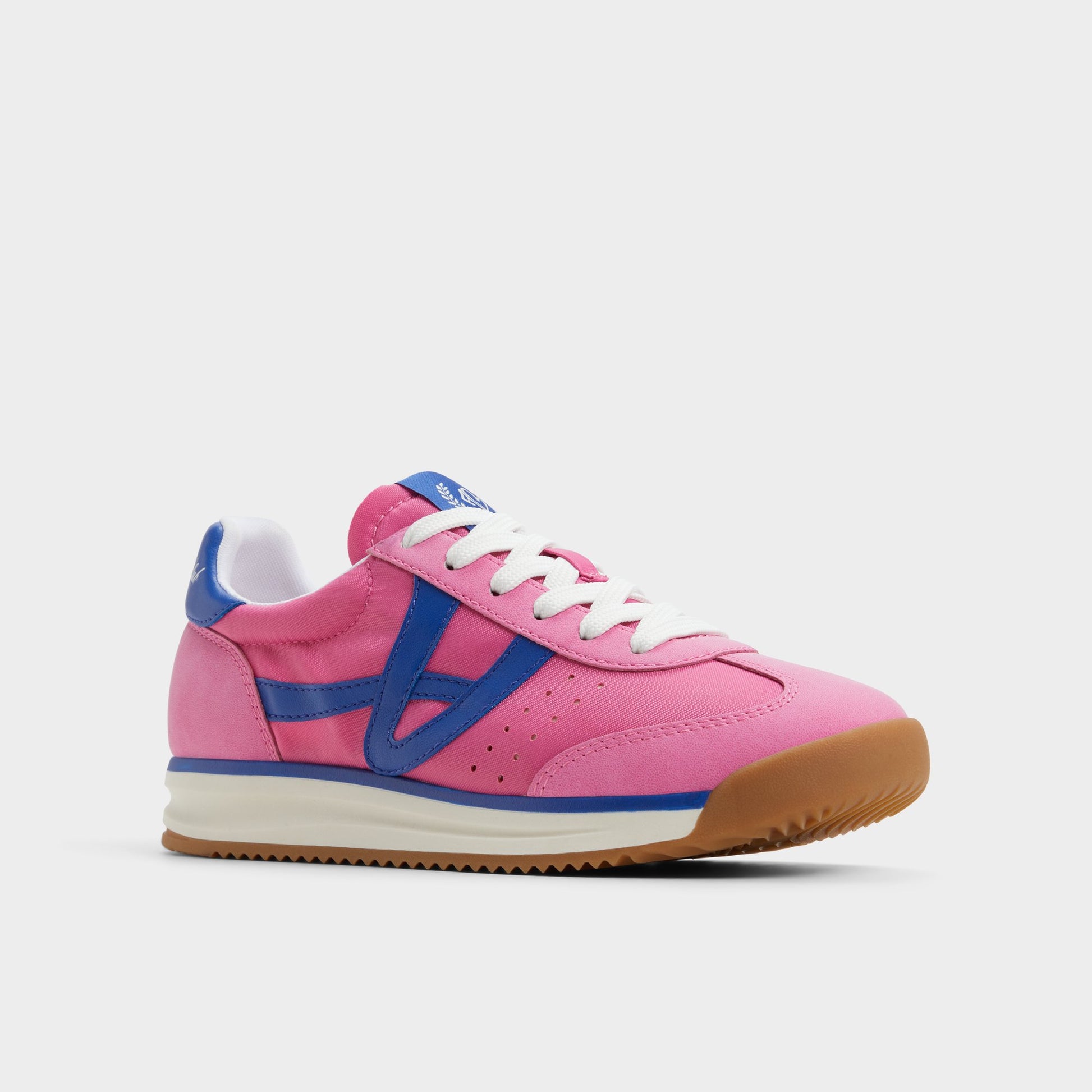 Three-quarter angle of Open Pink Stepcount Jogger sneaker's front side