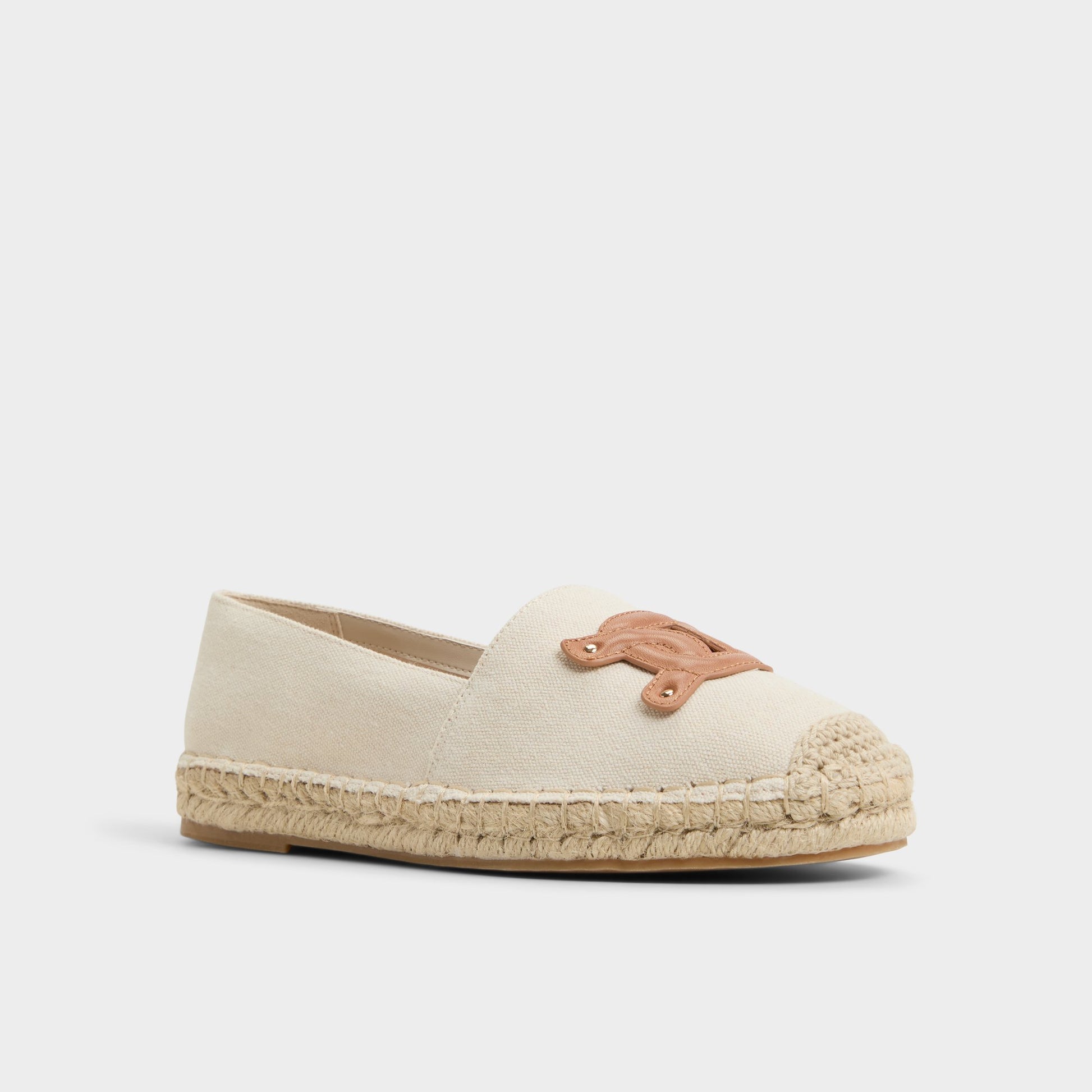 Three-quarter angle of Natural Santaclara Espadrille's front side
