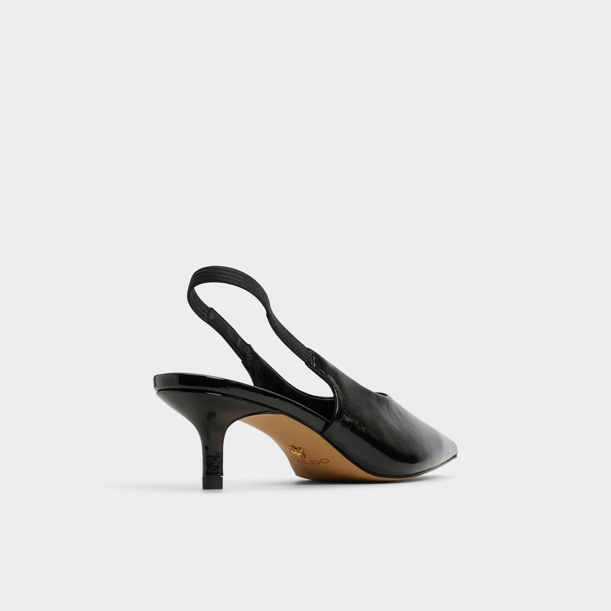 Three-quarter angle of Black Oceweth Slingback heel's back side