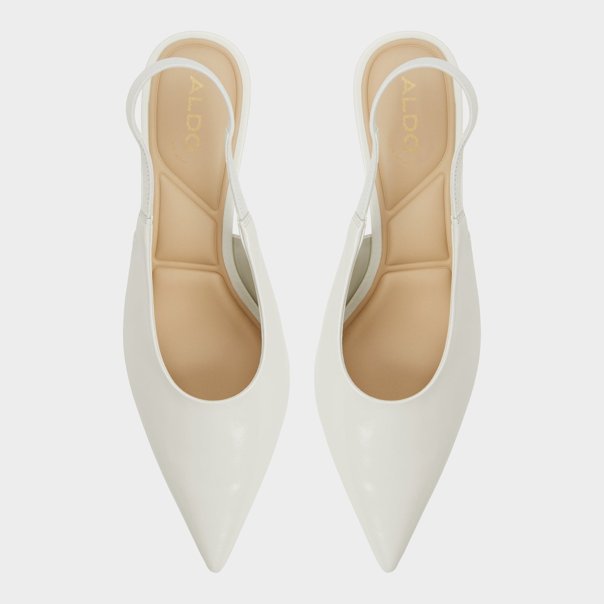 Top-down view of the White/Bone Oceweth Slingback heel